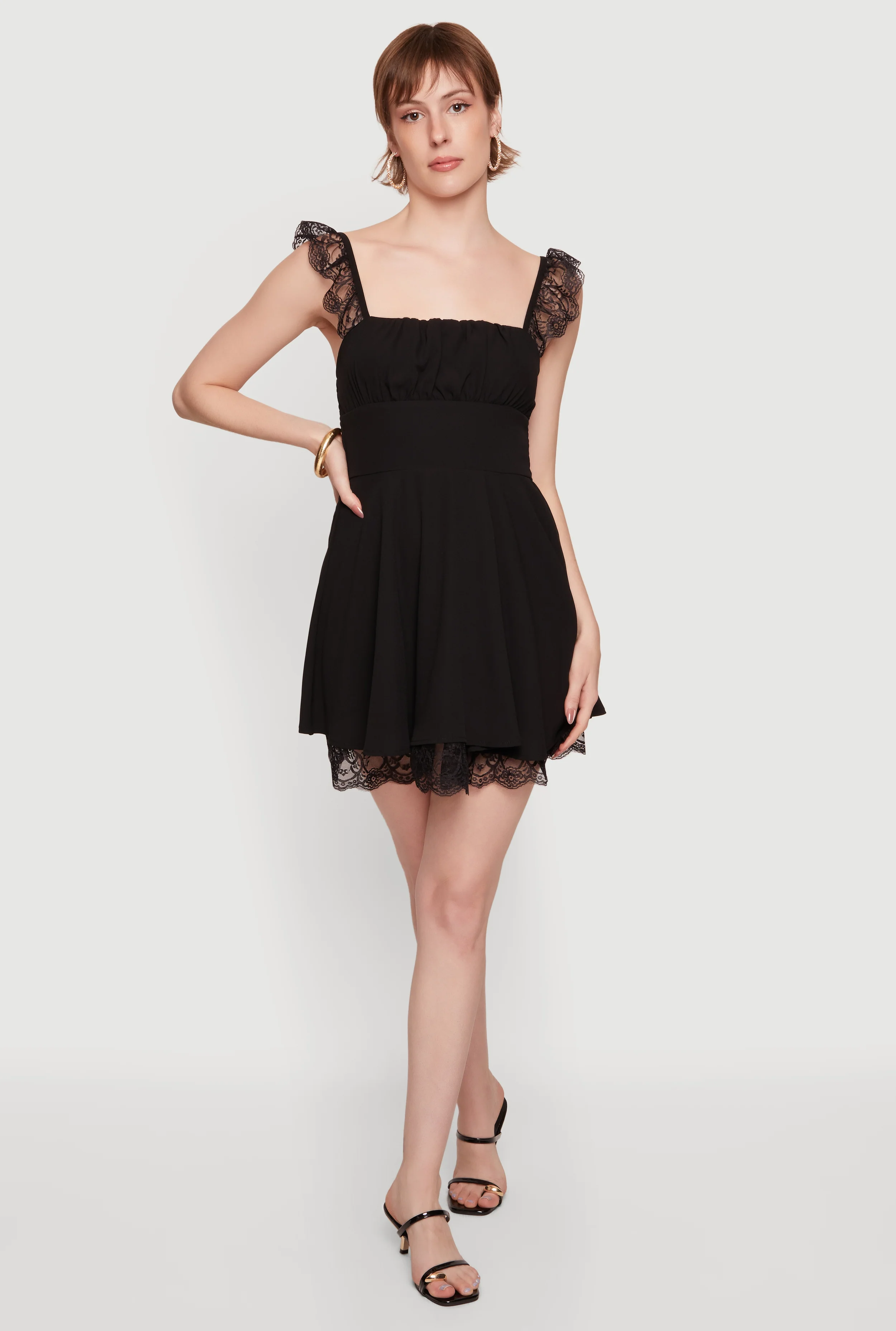 Lace Detail Skater Mini Dress