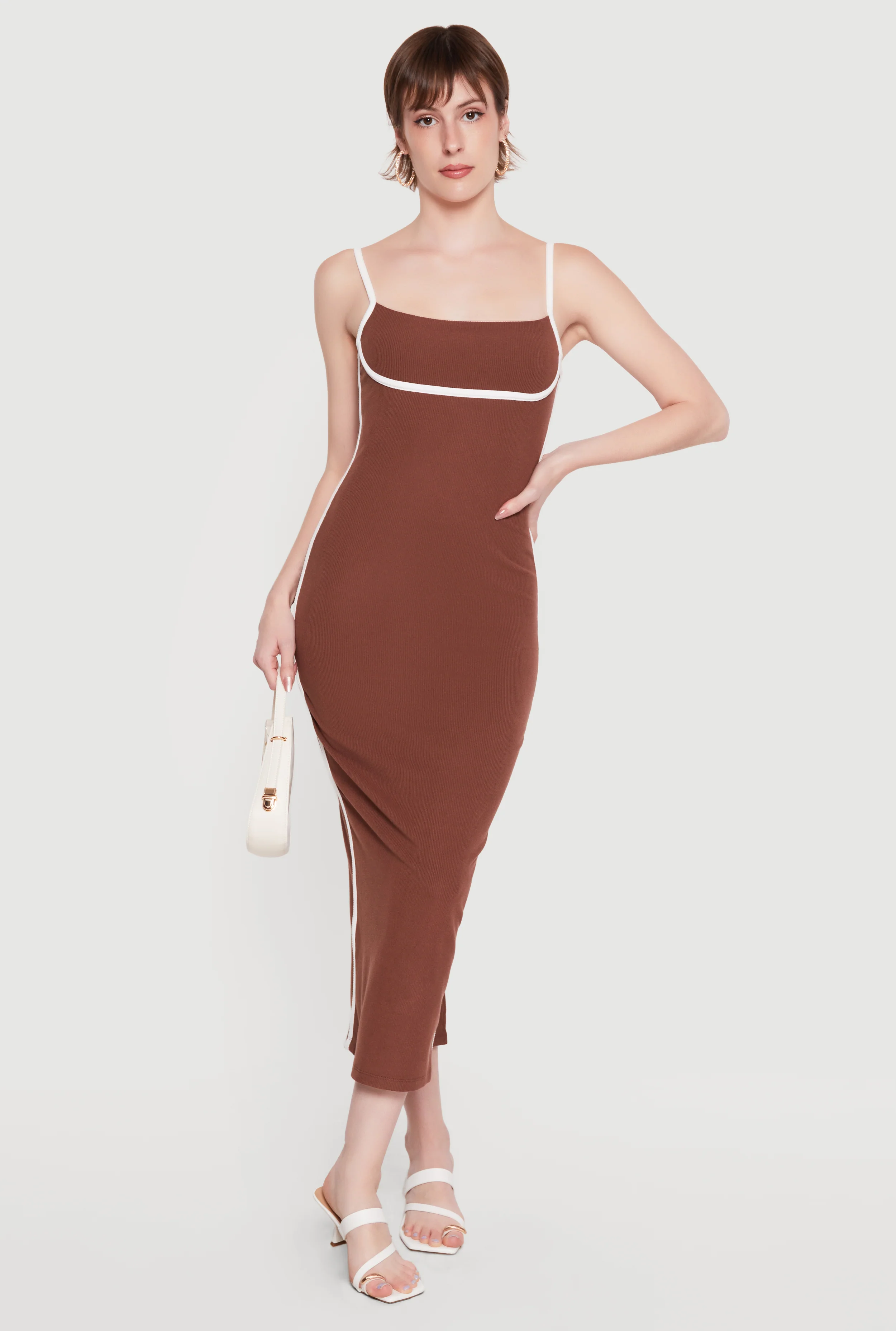 Contrast Trim Cami Midi Dress