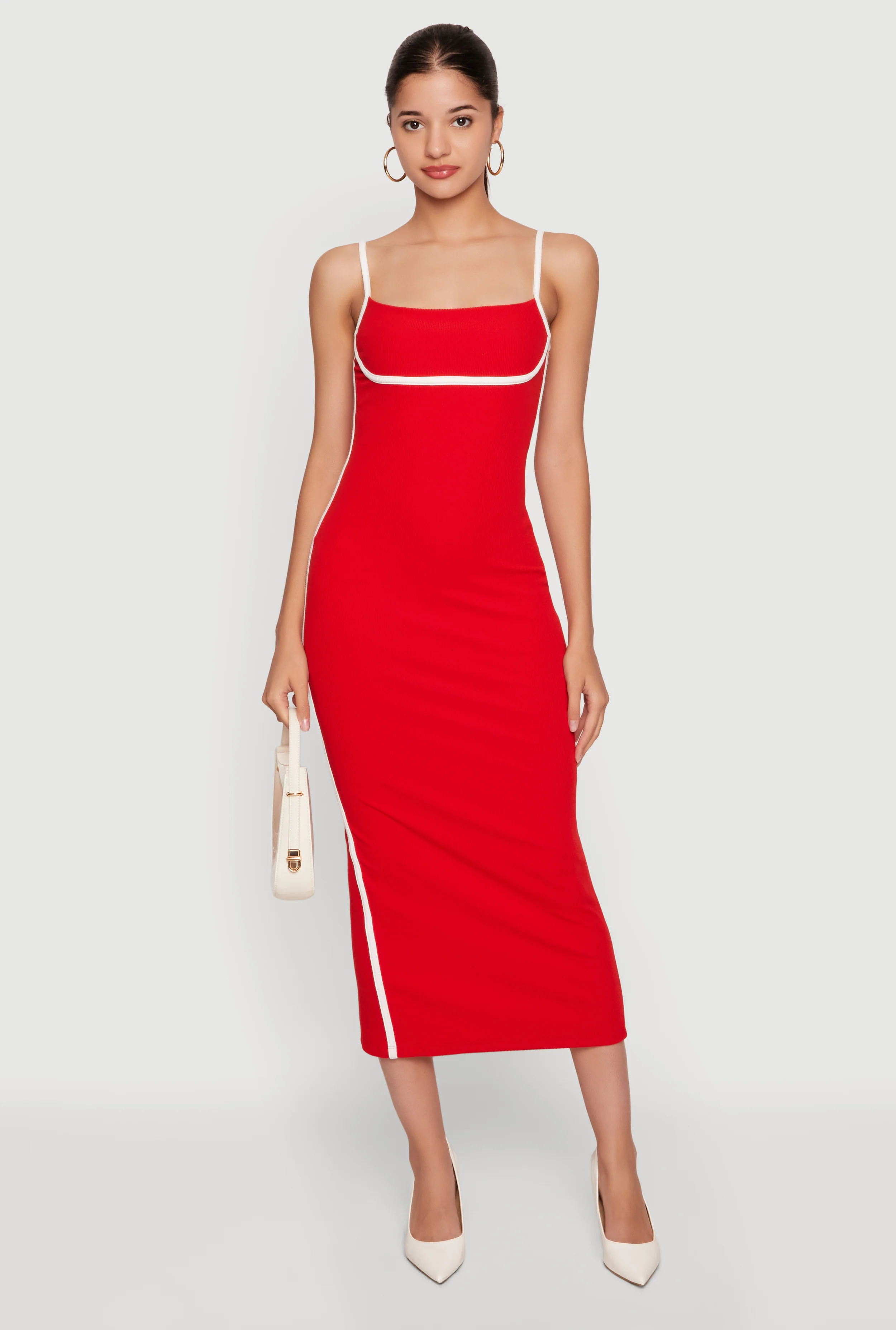Contrast Trim Cami Midi Dress