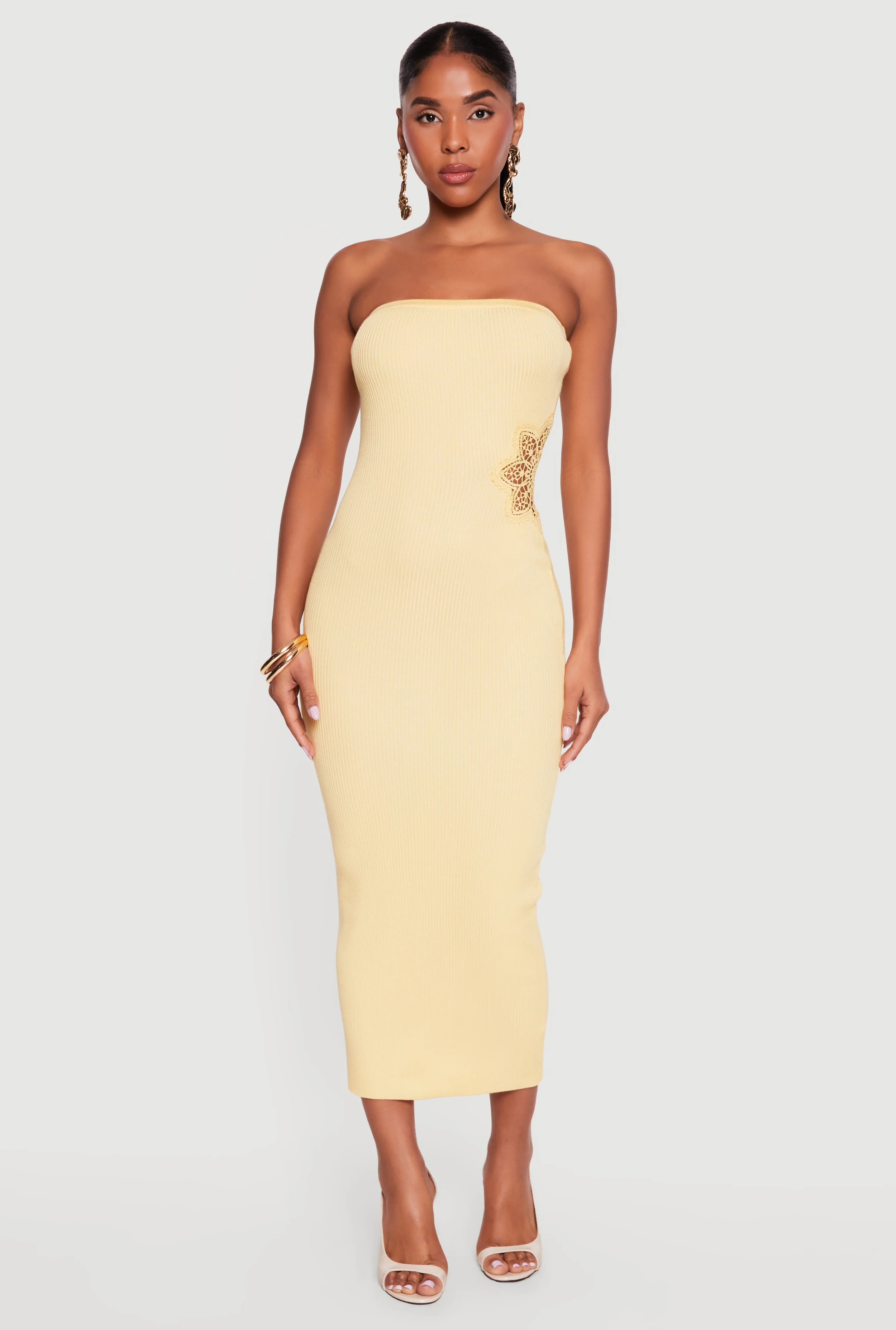 Almost Famous Floral Crochet Detail Tube Dress