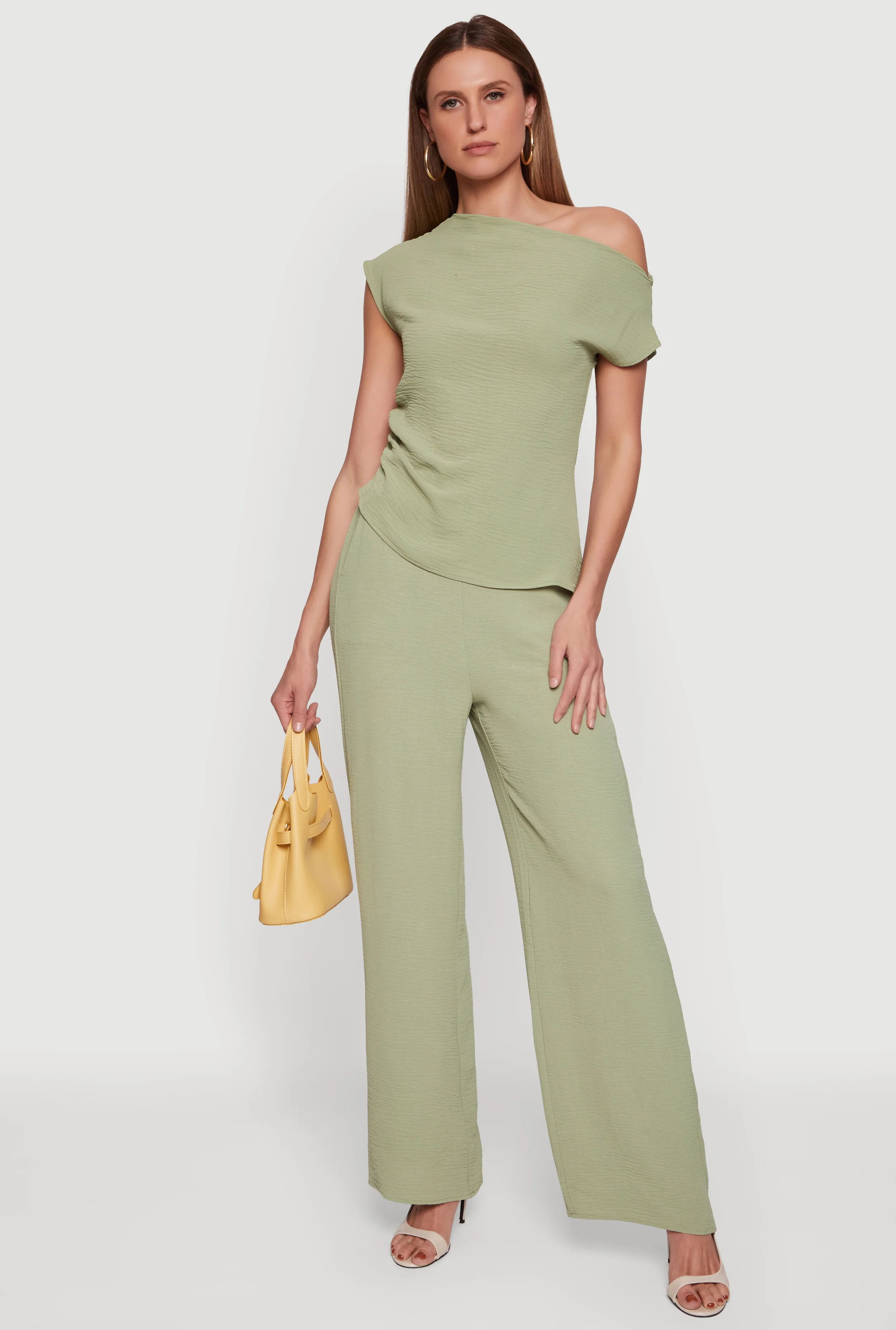 Crepe Knit Wide Leg Casual Pants