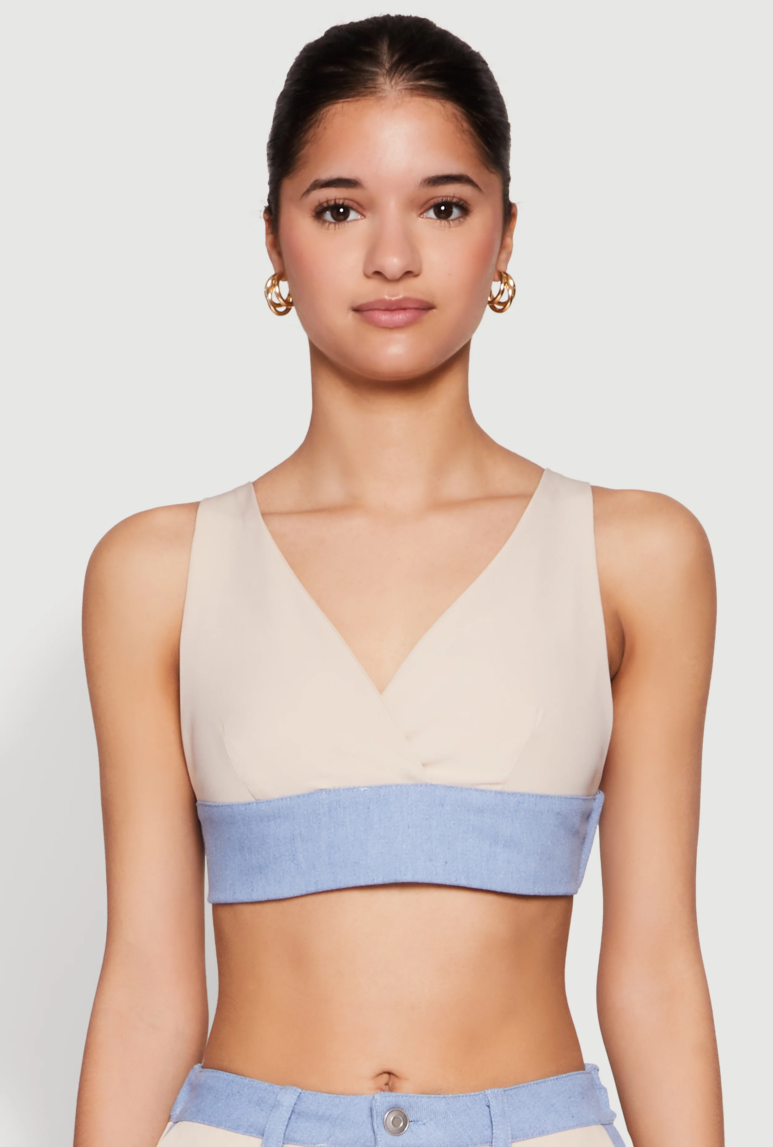 Denim Contrast Trim Bralette