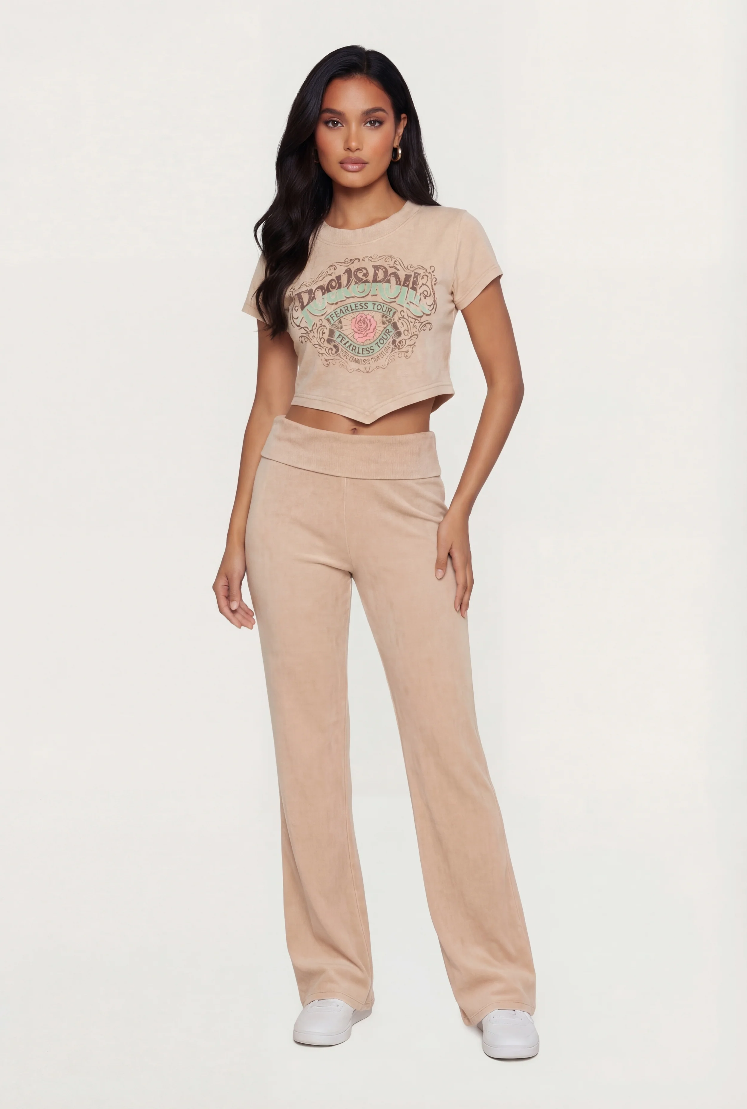 Acid Wash Fold Over High Waisted Pants