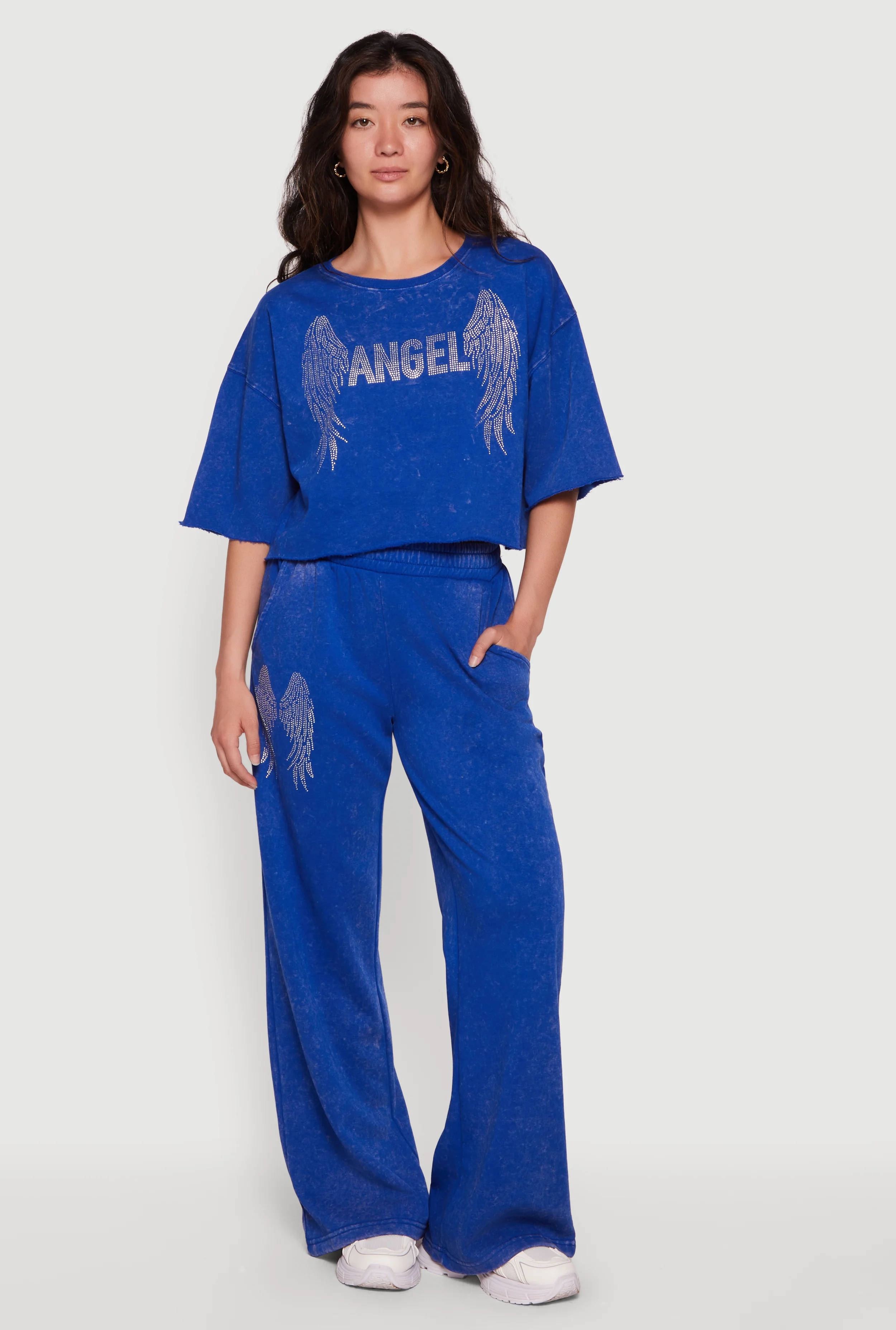 High Waisted Acid Wash Graphic Sweatpants