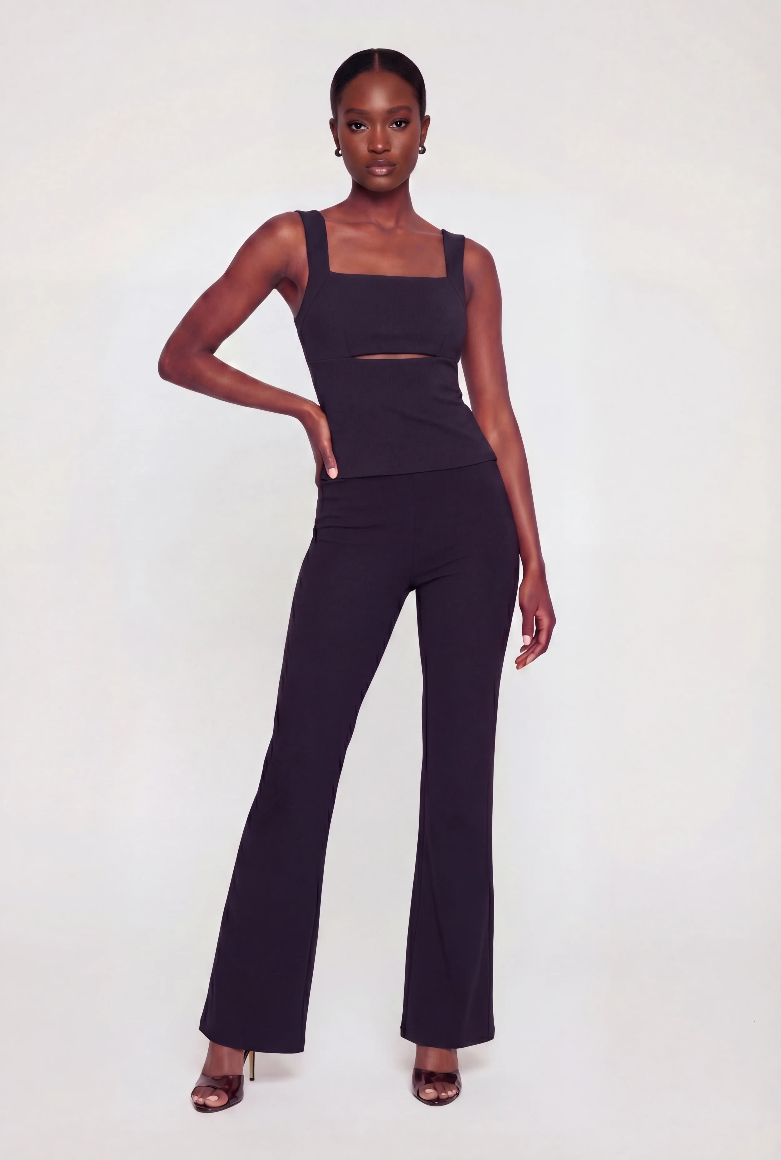 Square Neck Keyhole Detail Tank Top