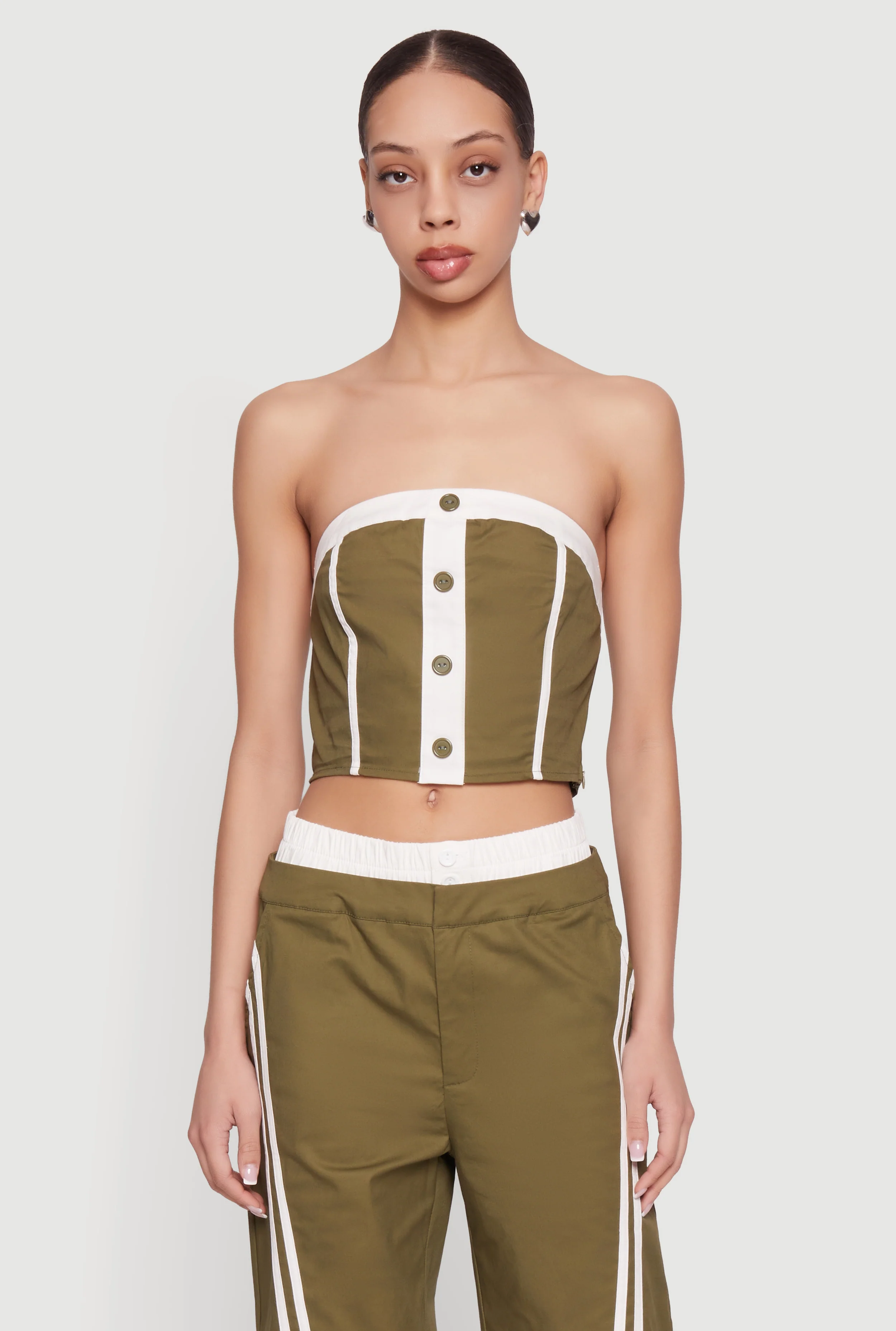 Corset Detail Cropped Tube Top