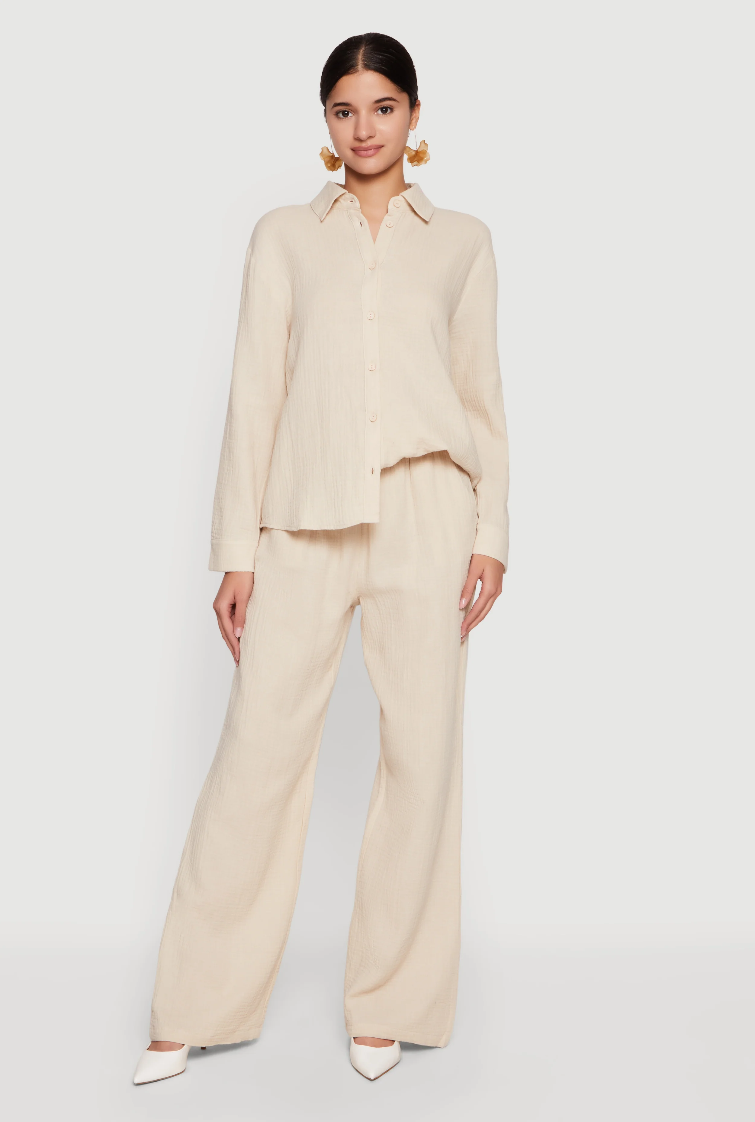 High Waisted Wide Leg Casual Pants