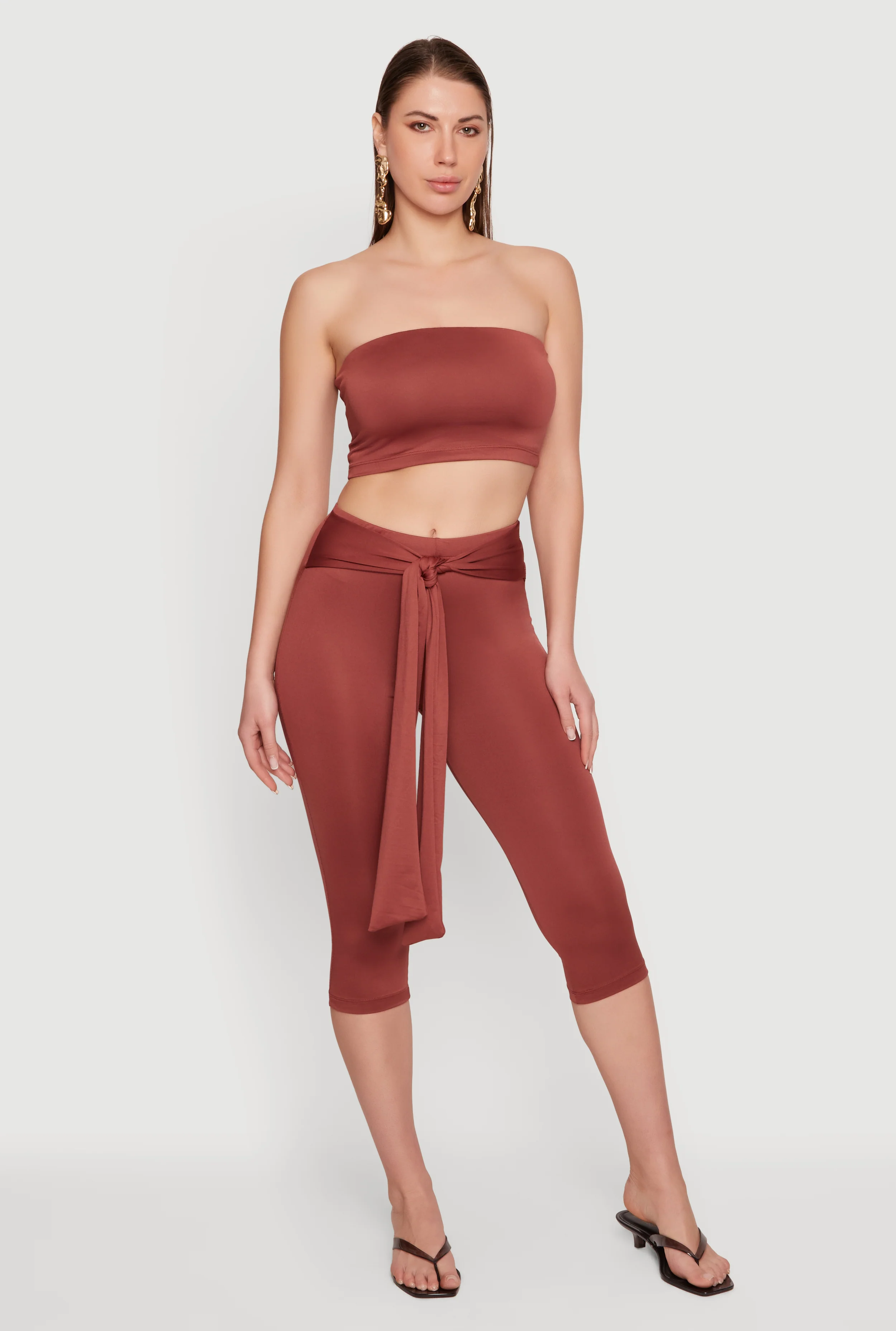 Tie Waist Capri Leggings