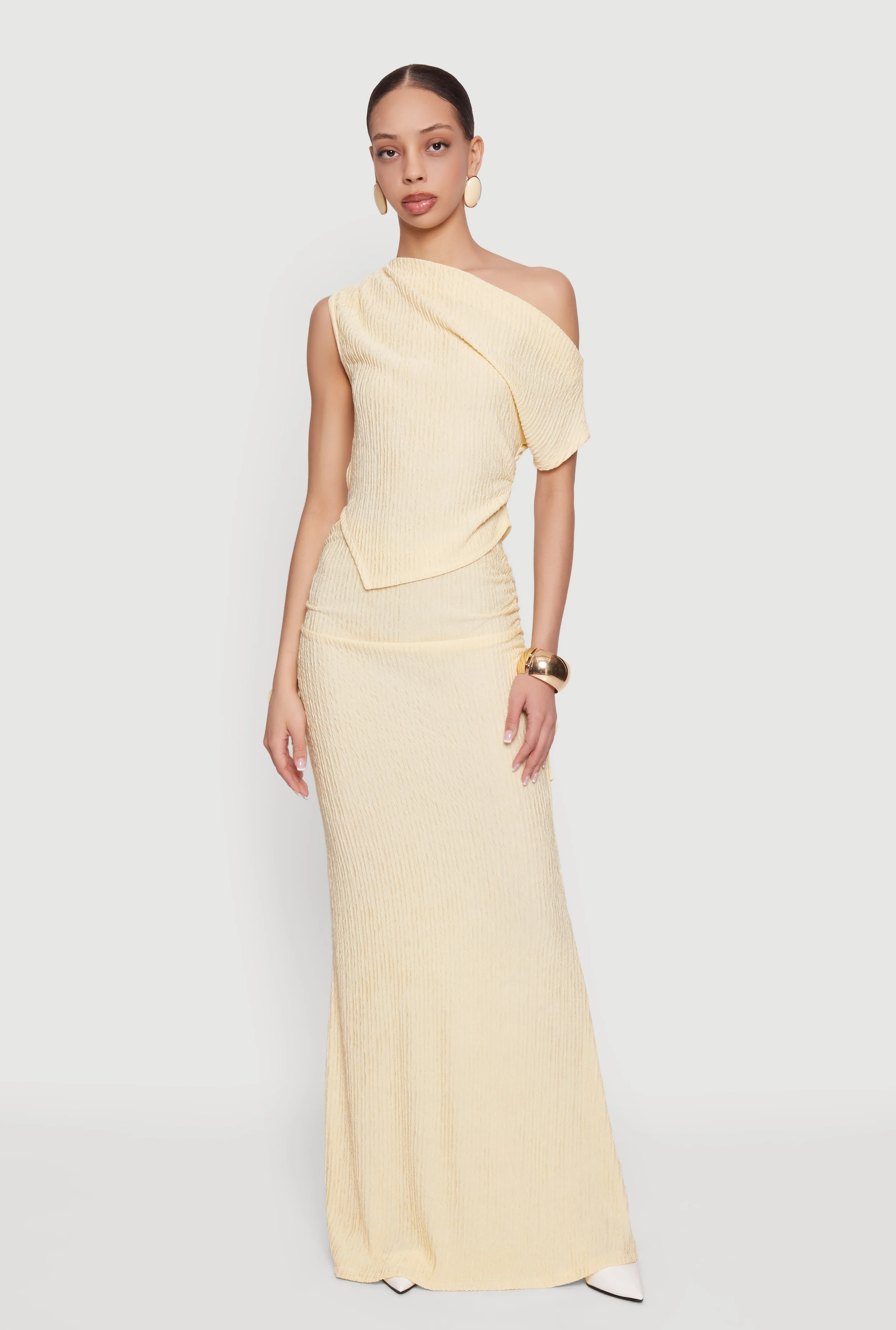 High Waisted Side Ruched Mermaid Maxi Skirt