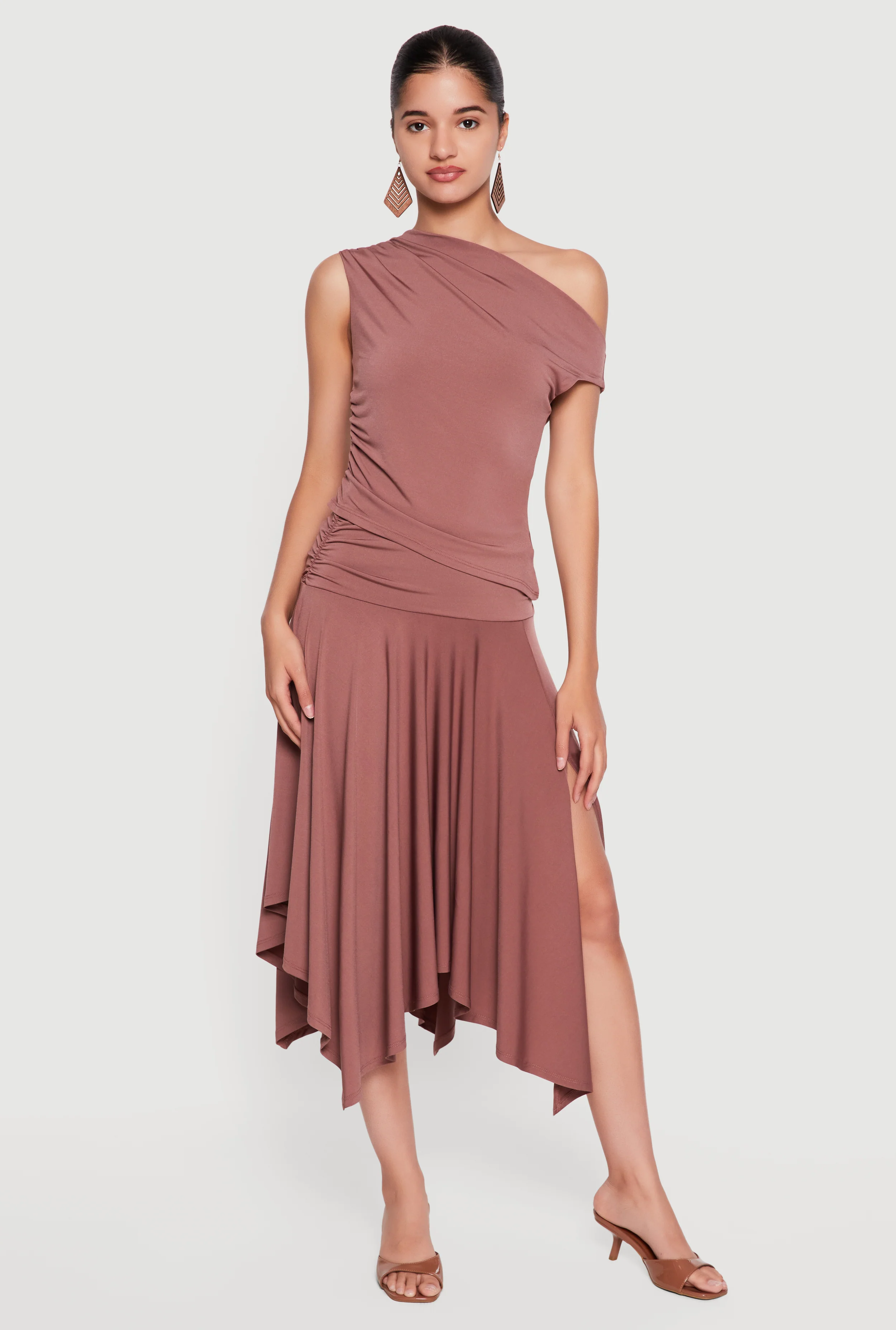 Ruched Handkerchief Hem Skirt