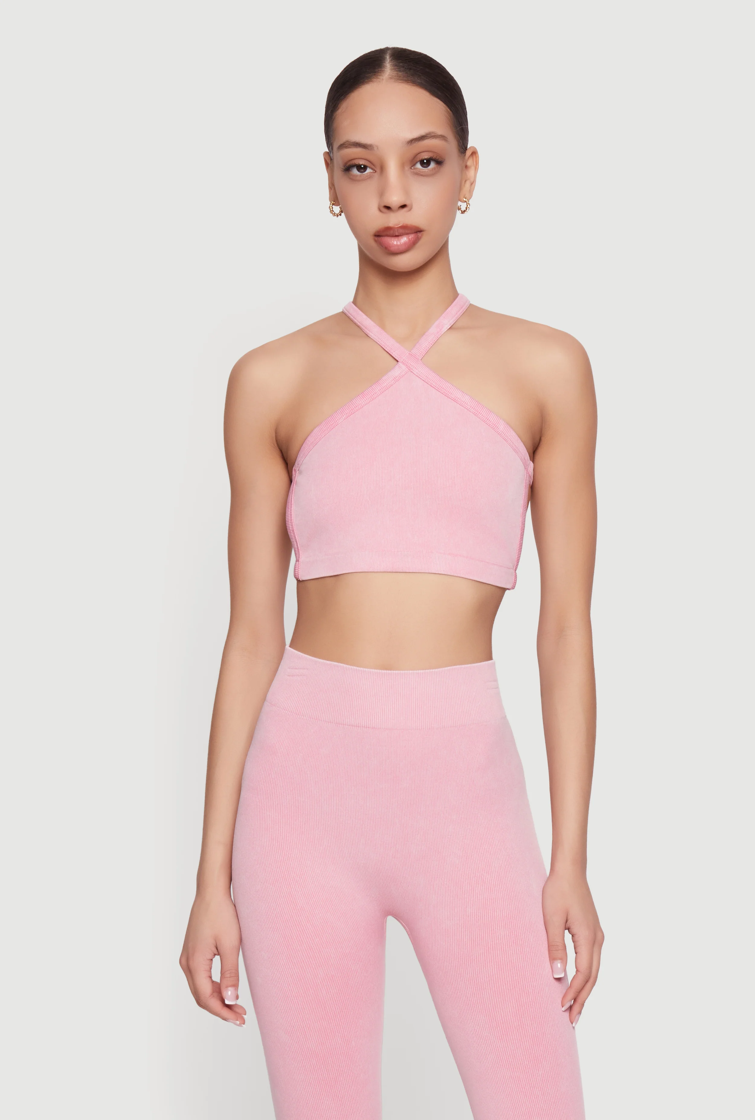 Mineral Wash Seamless Ribbed Caged Back Sports Bra
