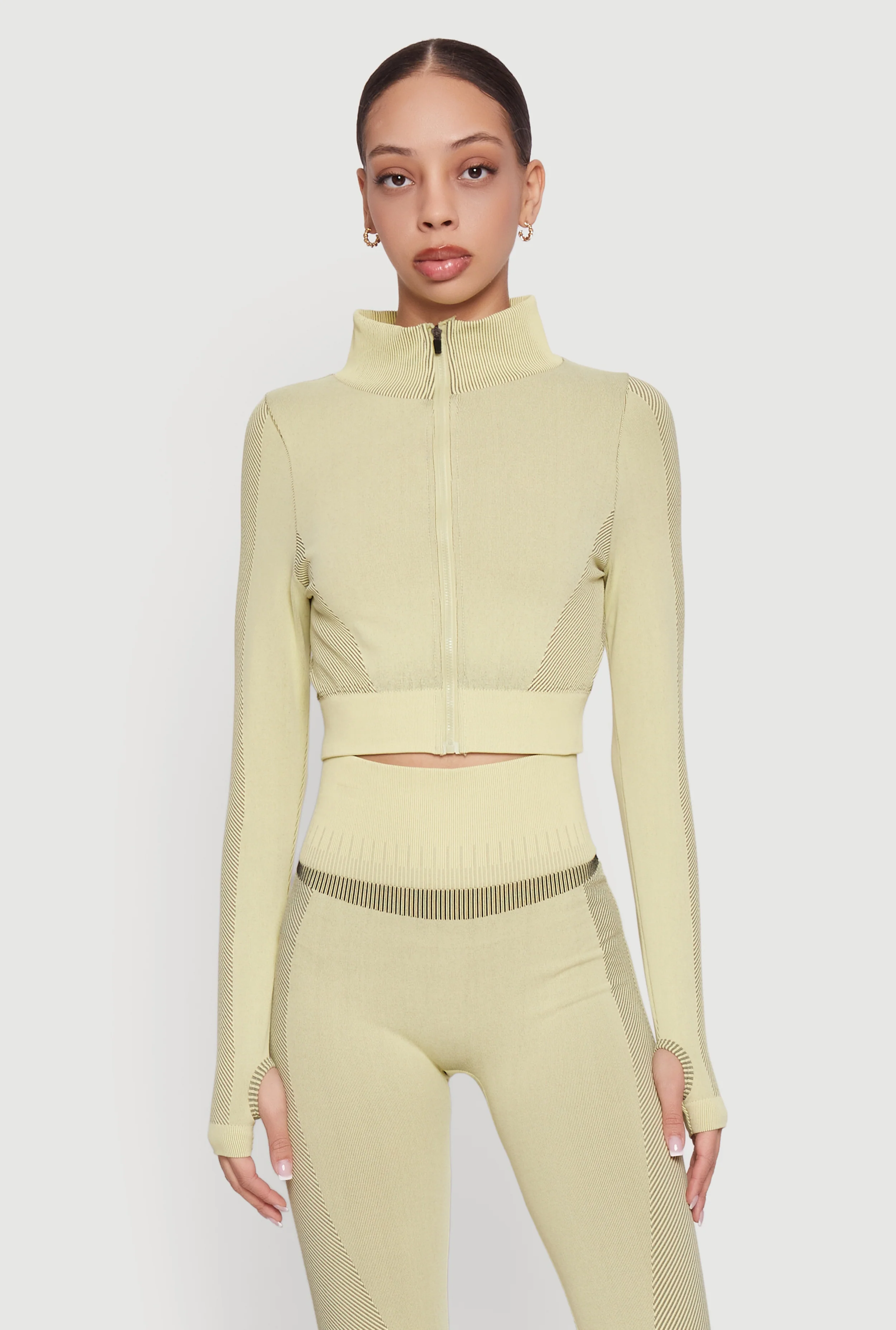 Striped Detail Seamless Cropped Active Jacket