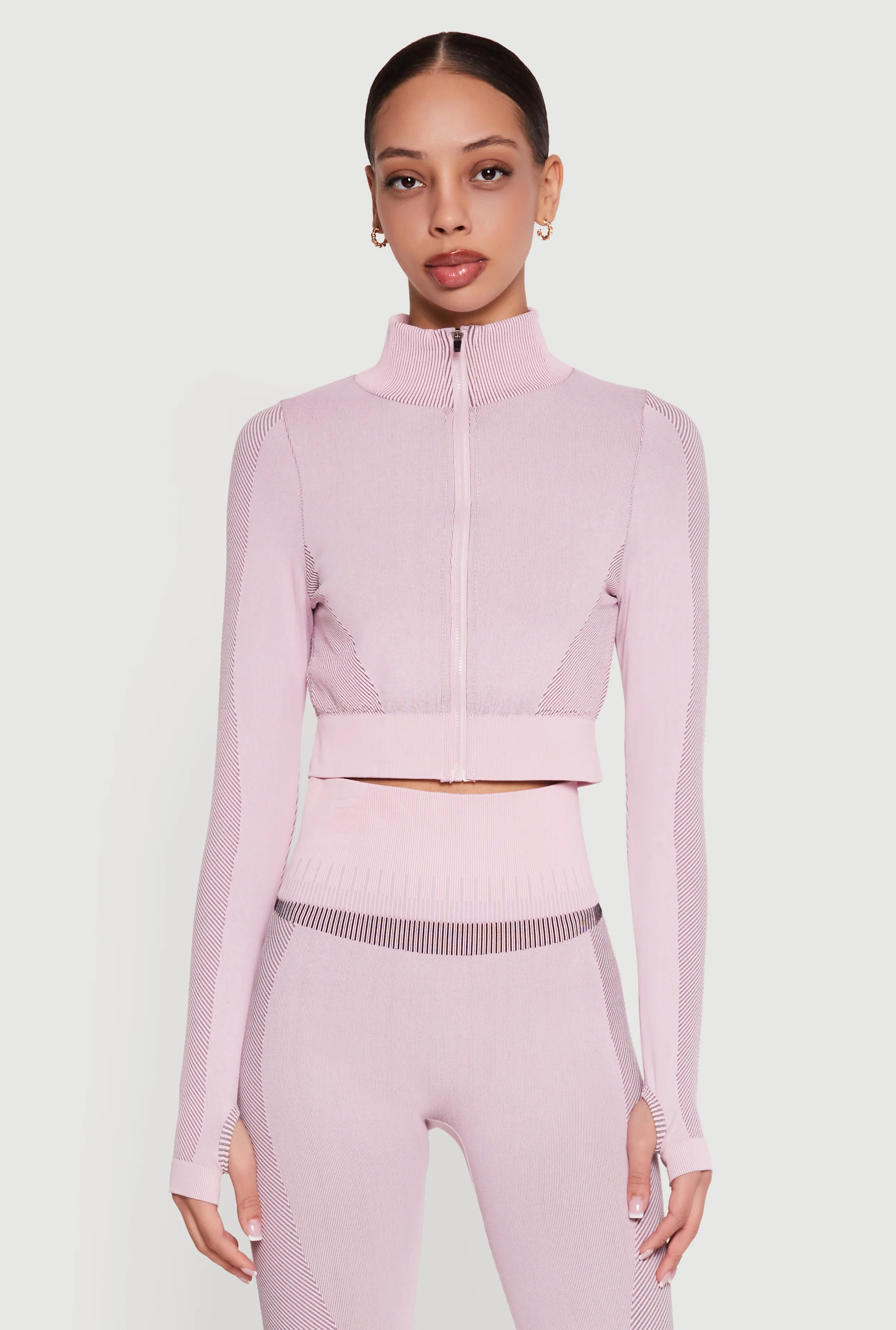 Striped Detail Seamless Cropped Active Jacket