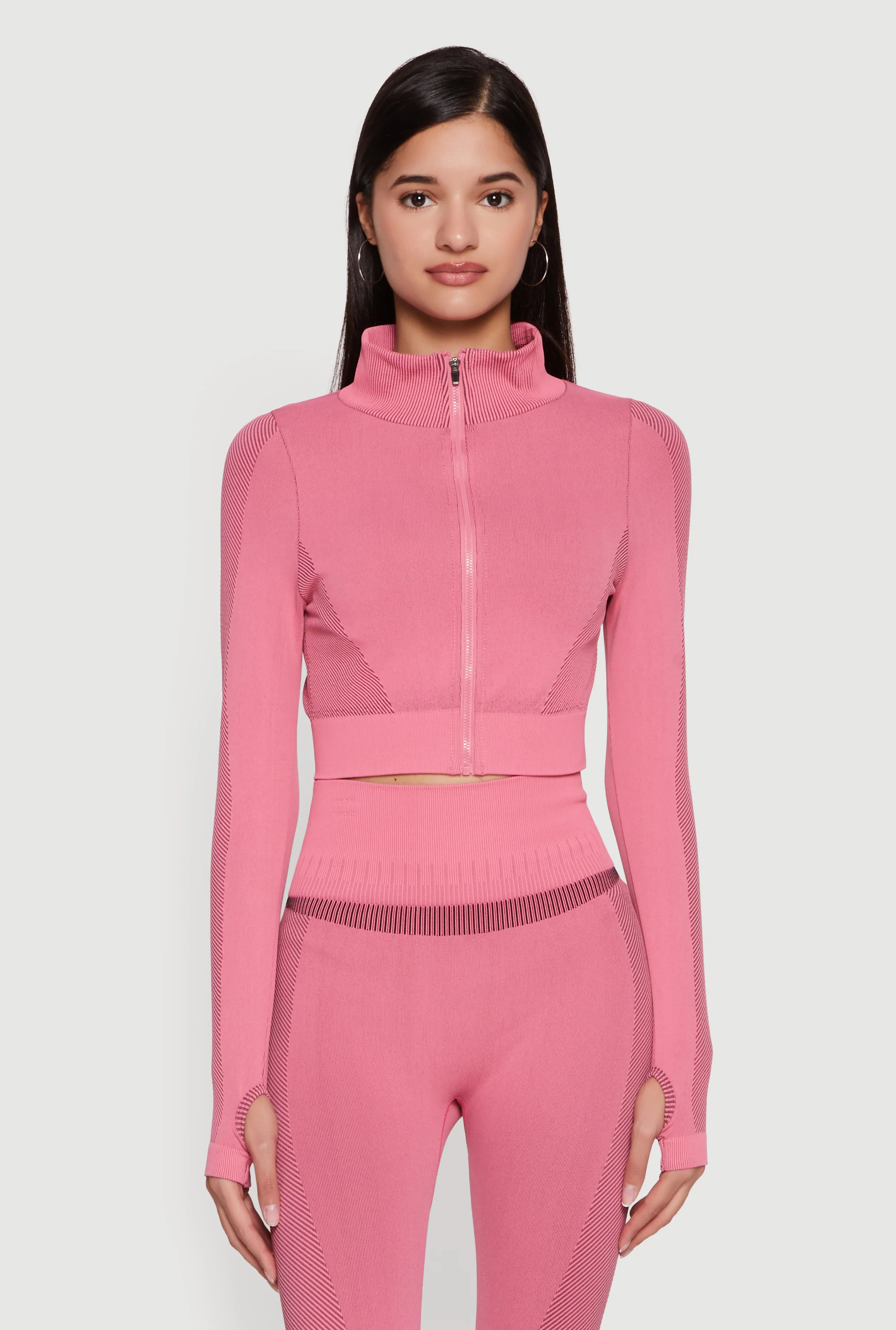 Striped Detail Seamless Cropped Active Jacket