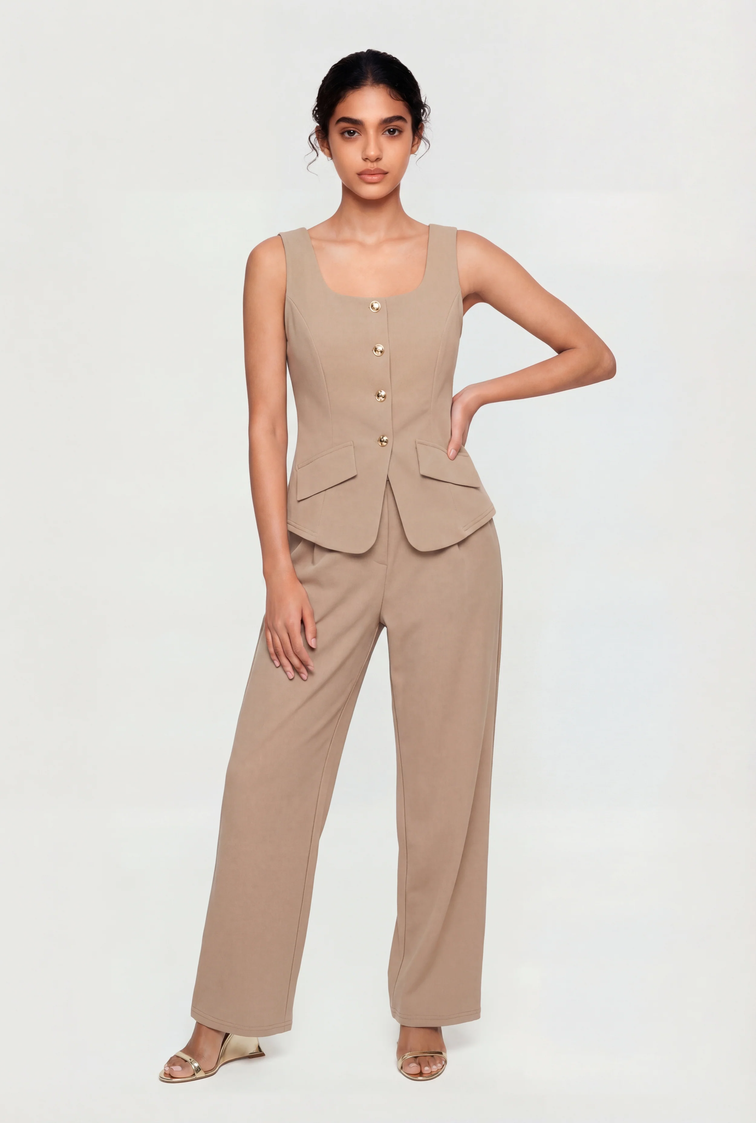 High Waisted Pleated Wide Leg Dress Pants