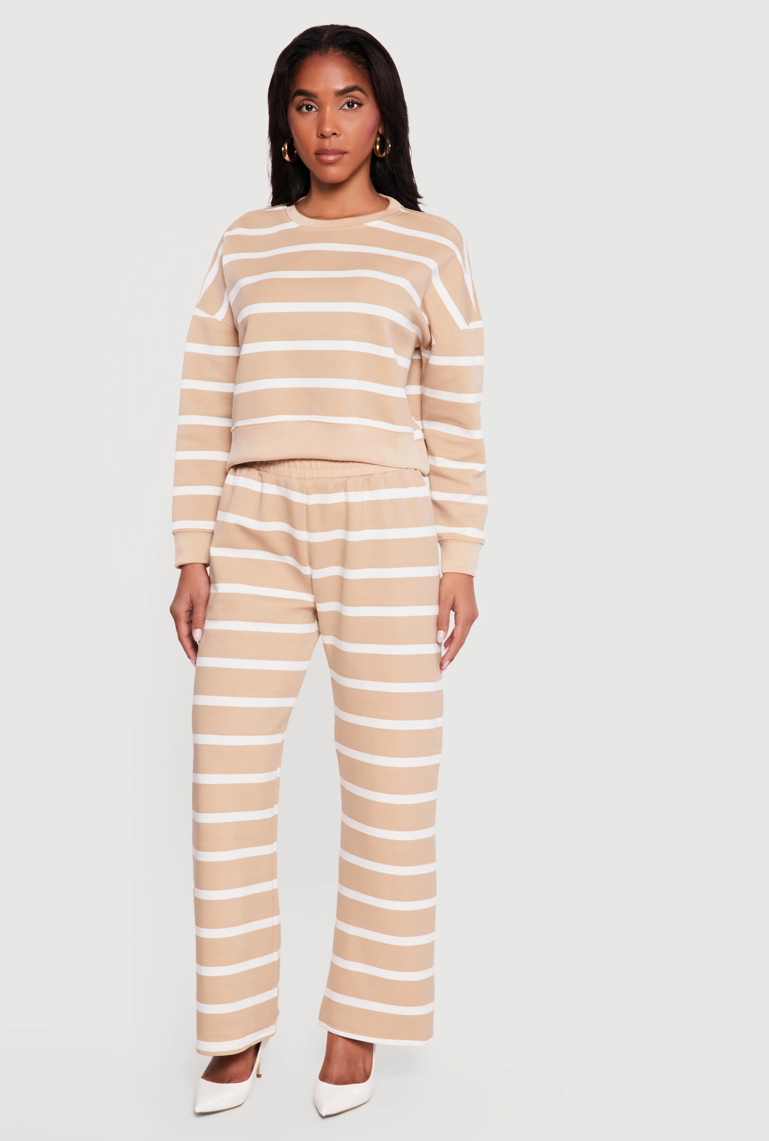 High Waisted Striped Wide Leg Pants