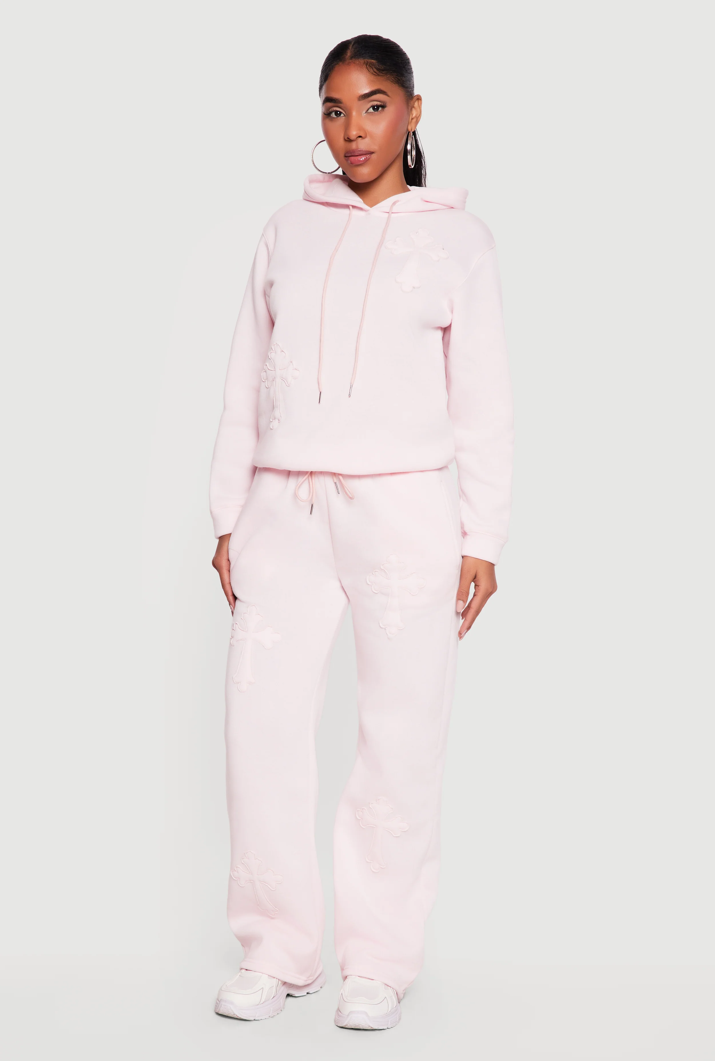 Cross Applique Drawstring Waist Sweatpants