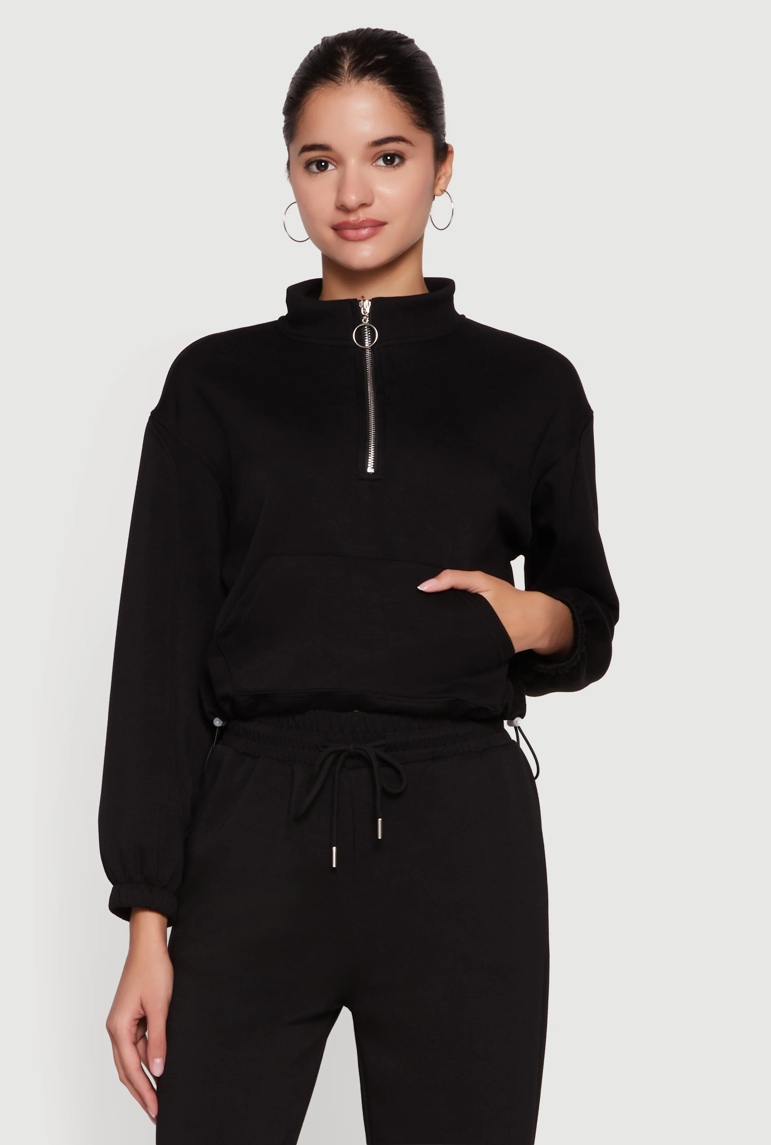 Mock Neck Quarter Zip Front Track Jacket