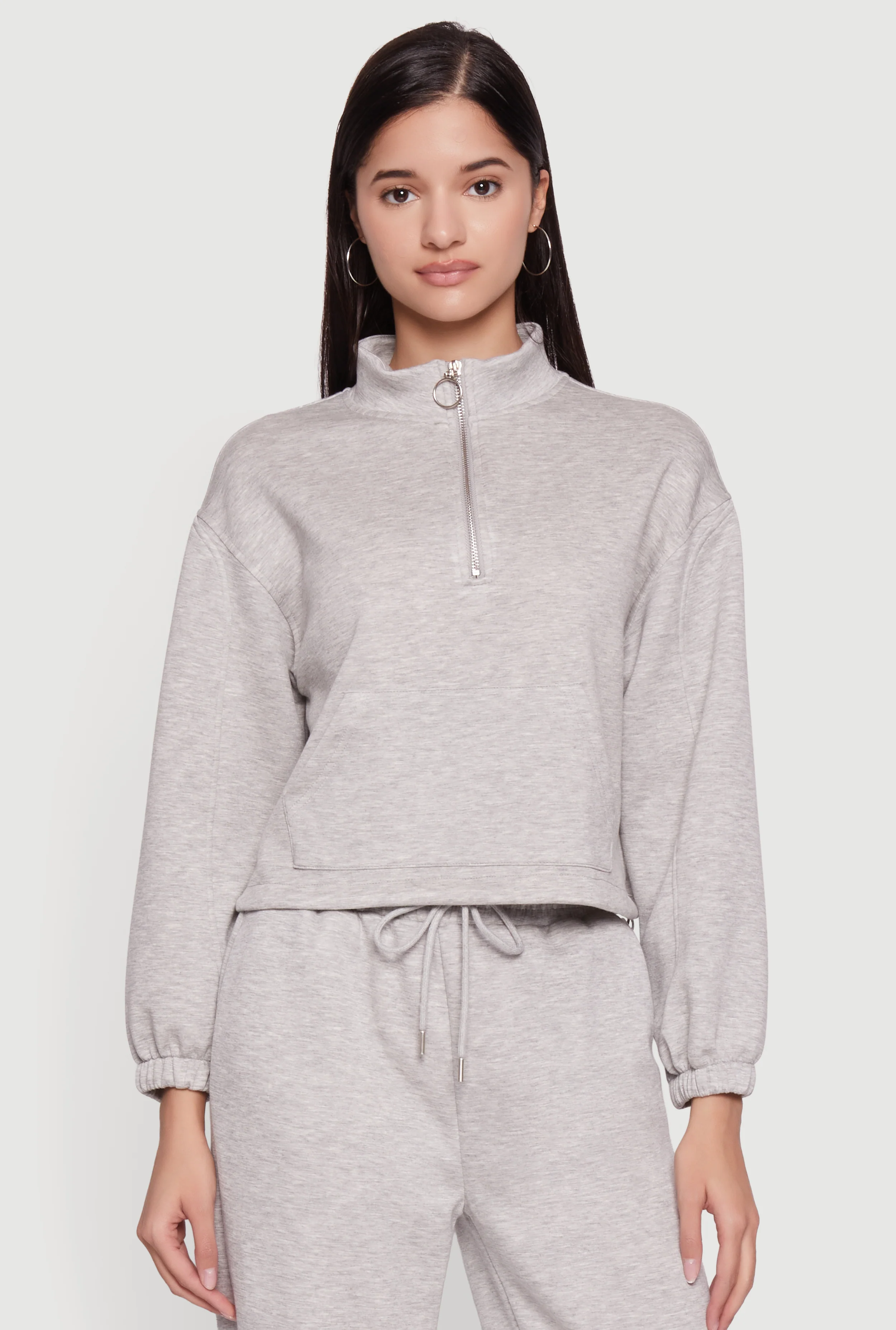 Mock Neck Quarter Zip Front Track Jacket
