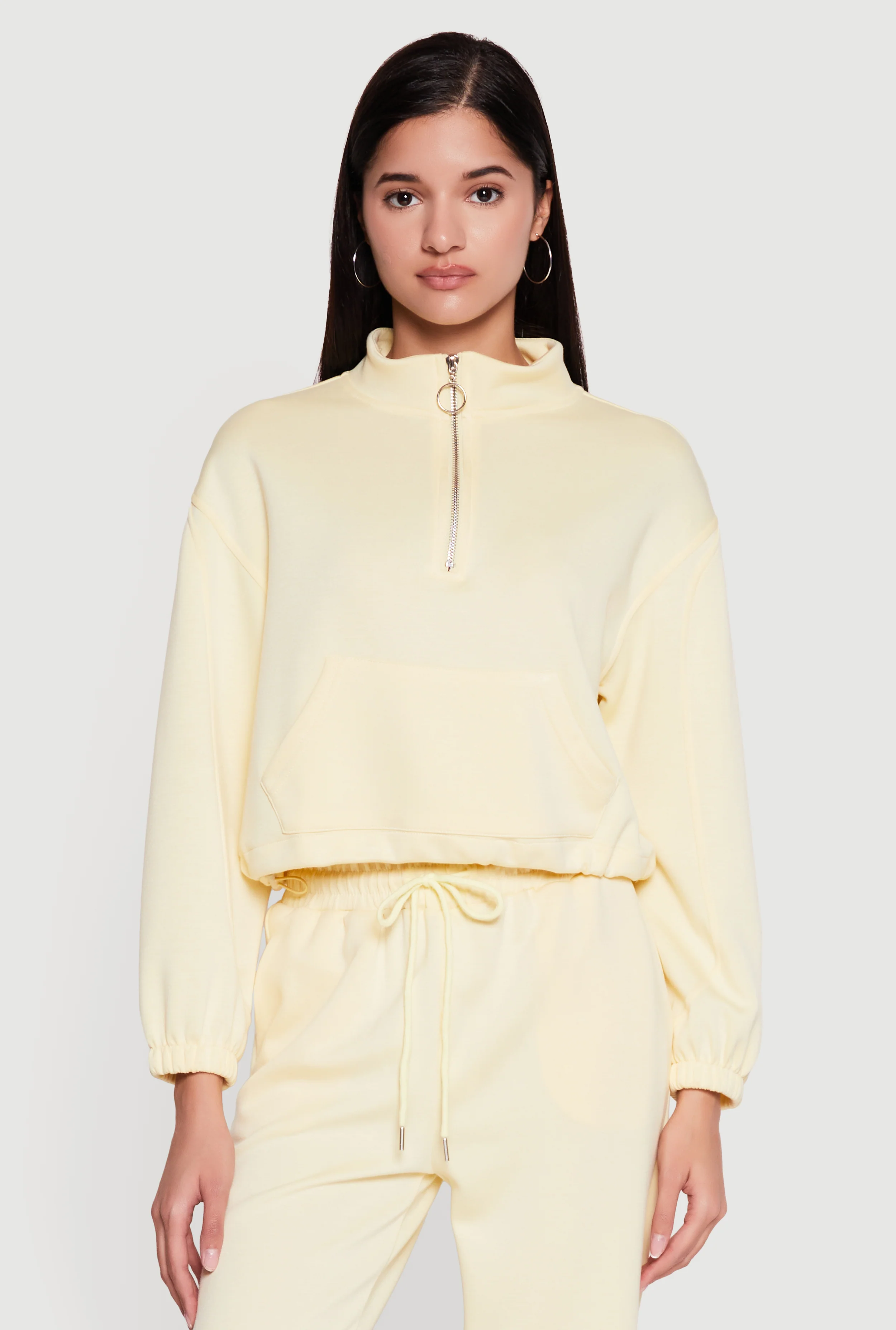 Mock Neck Quarter Zip Front Track Jacket