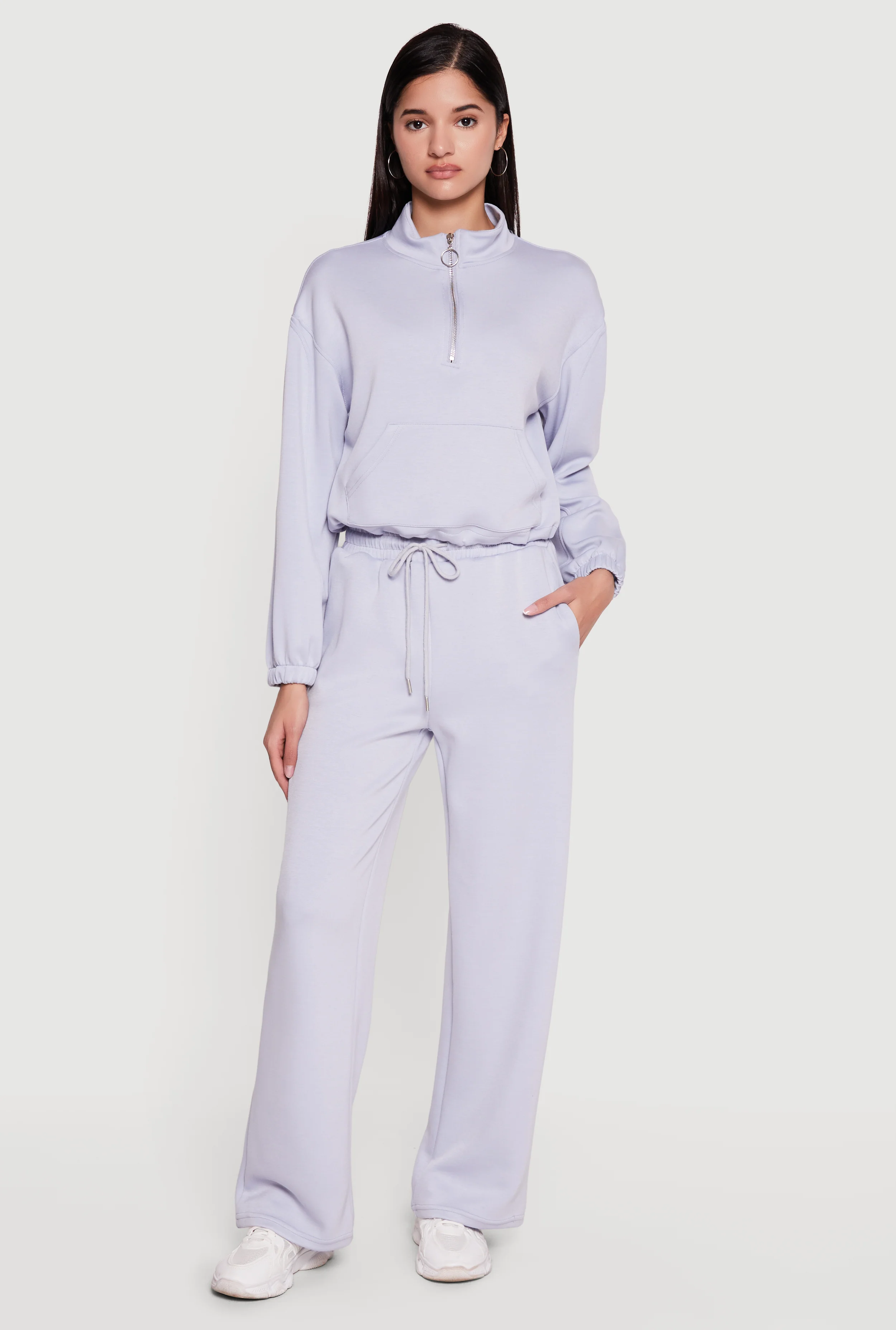 High Waisted Straight Leg Sweatpants with Drawstring Waist