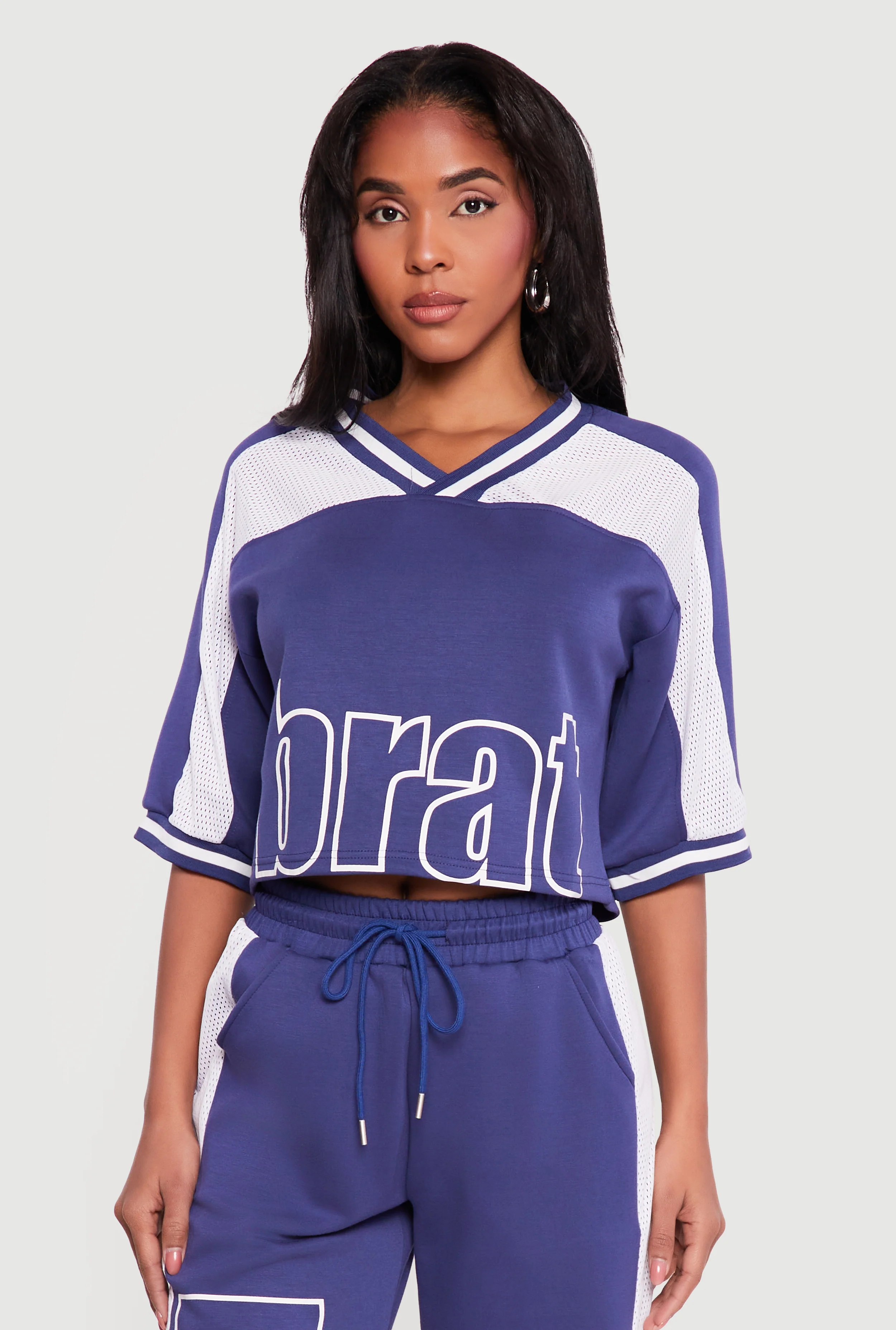 Brat Graphic Cropped Jersey Top