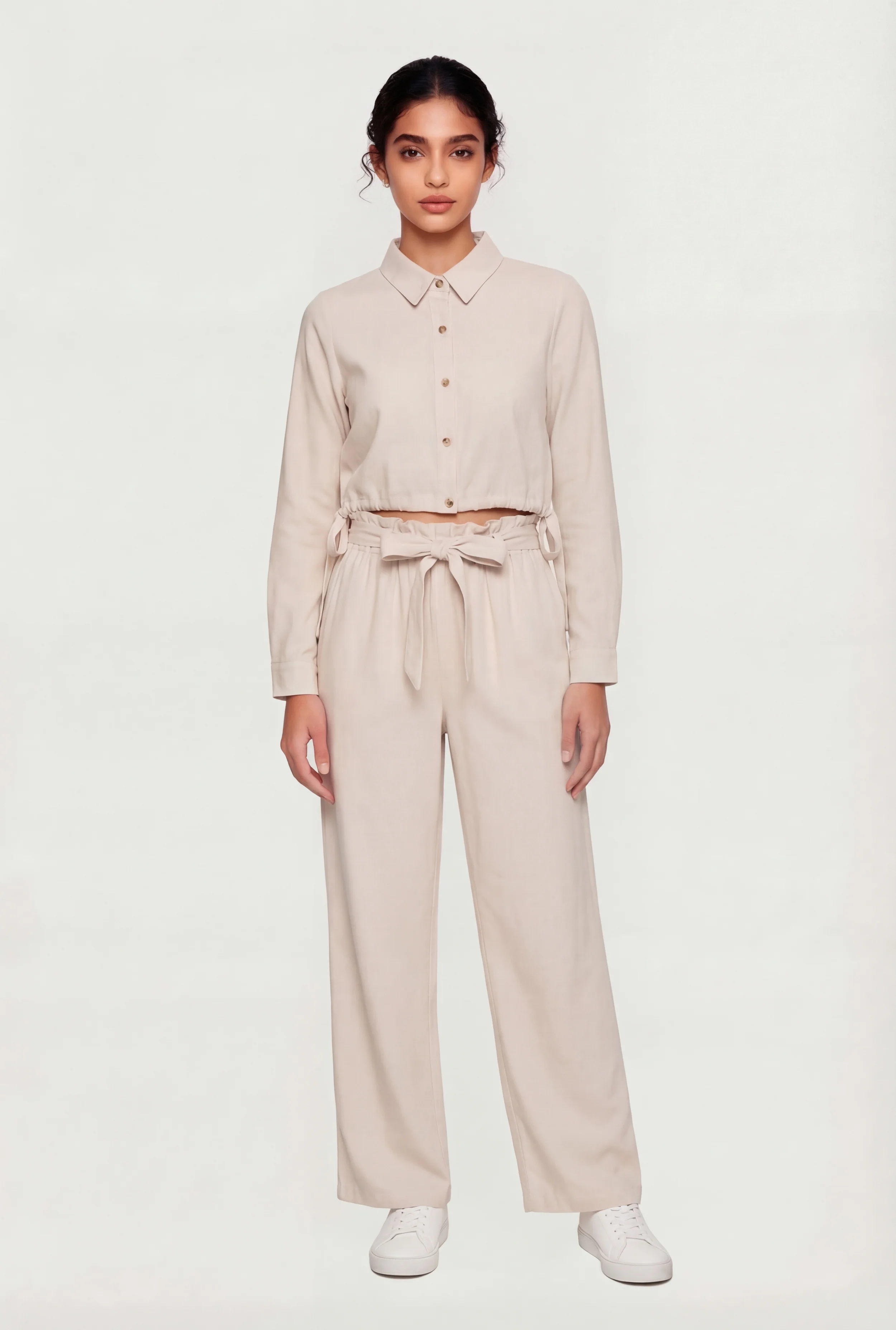 Linen Tie Waist Front Pants