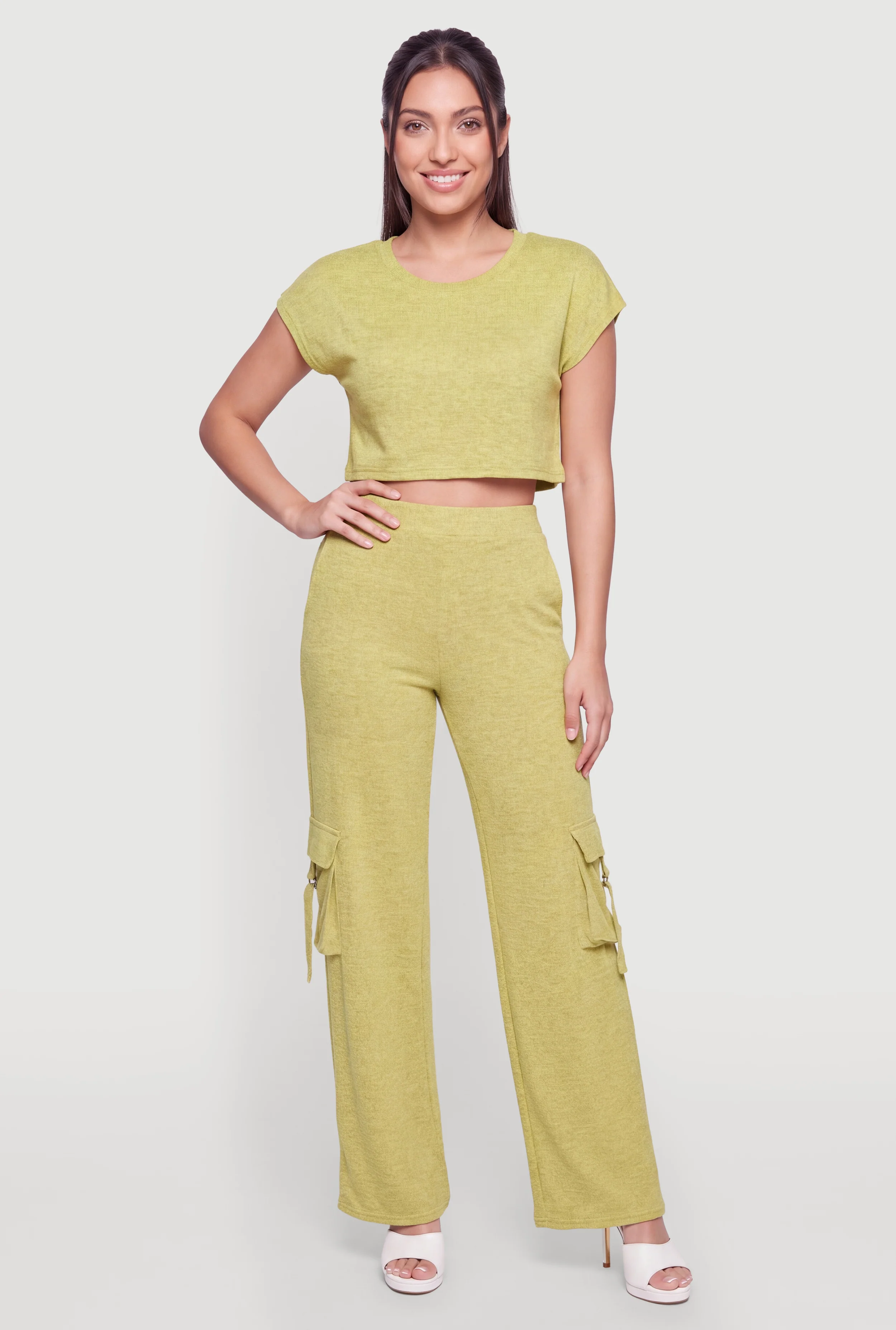 Brushed Knit Pull On Cargo Pants