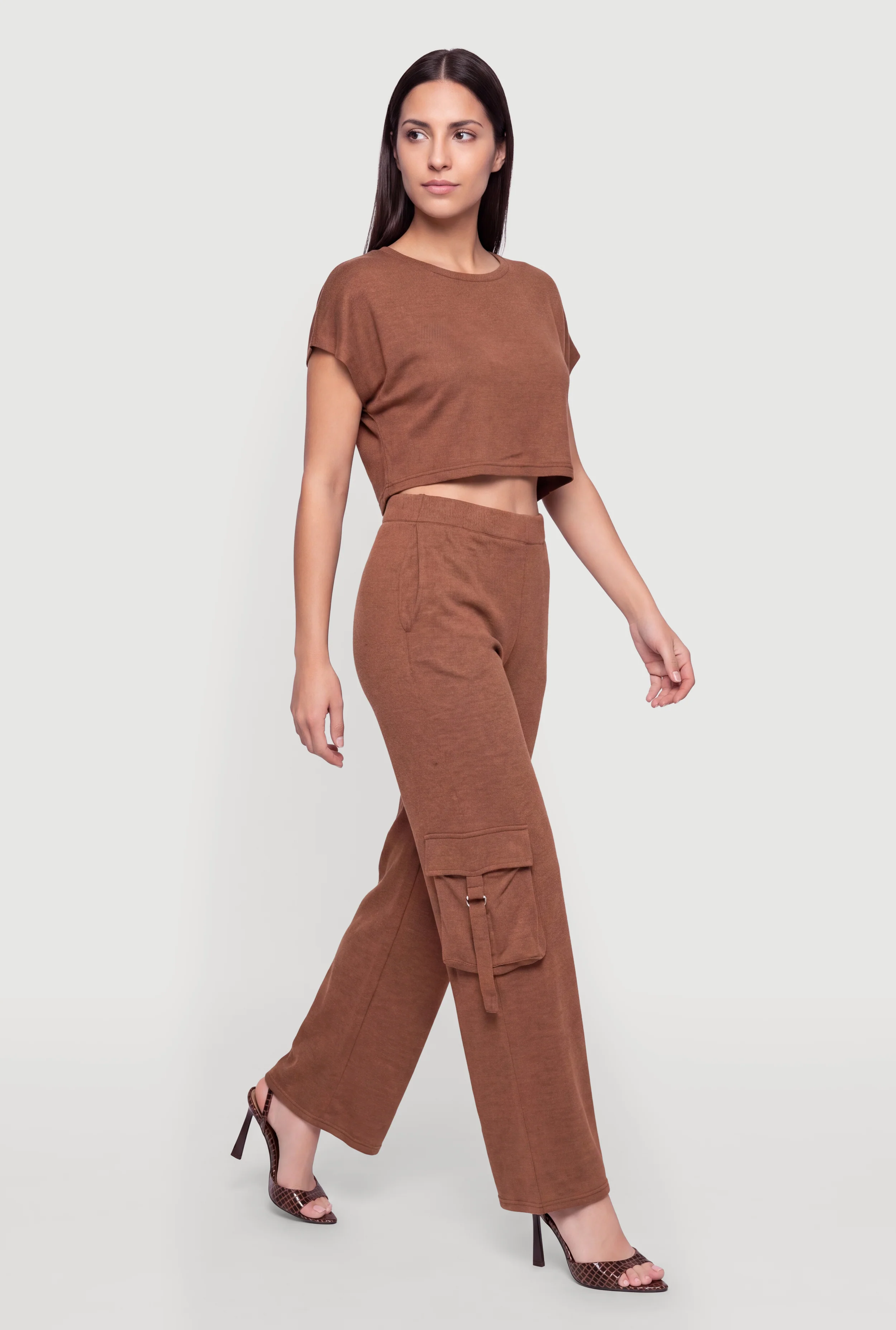 Brushed Knit Pull On Cargo Pants