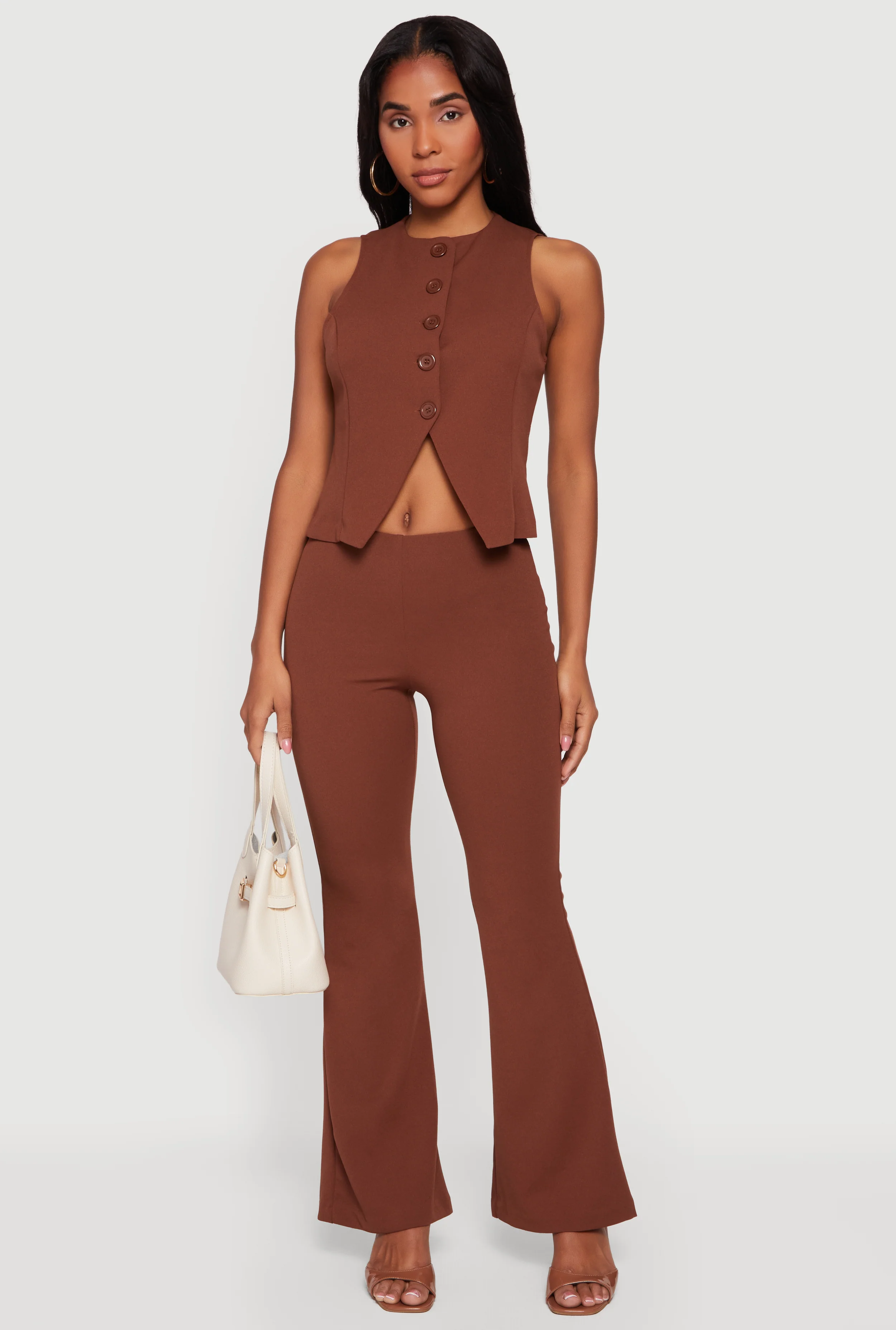 Crepe Knit Pull On Flare Pants