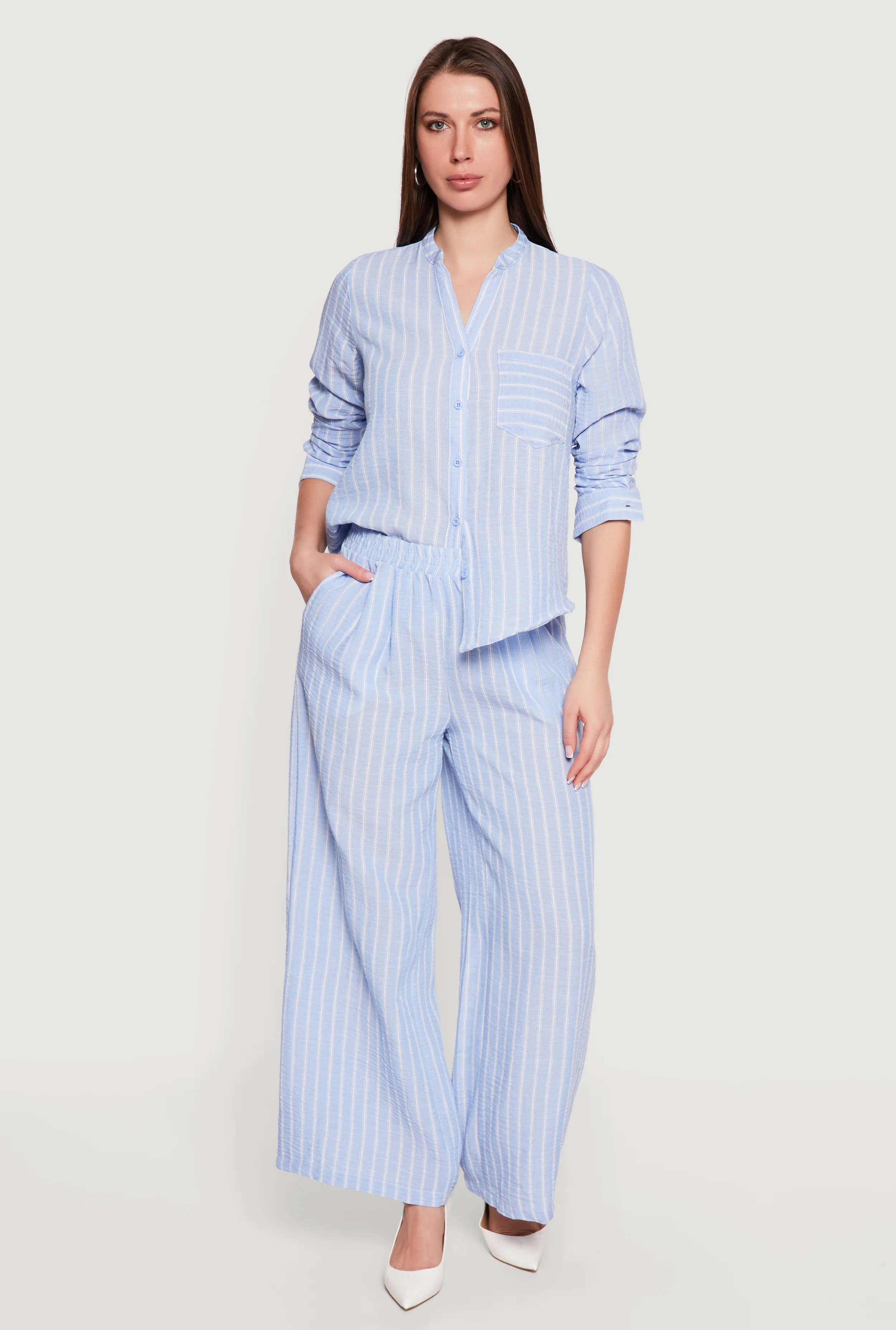 Striped Pull On Wide Leg Pants