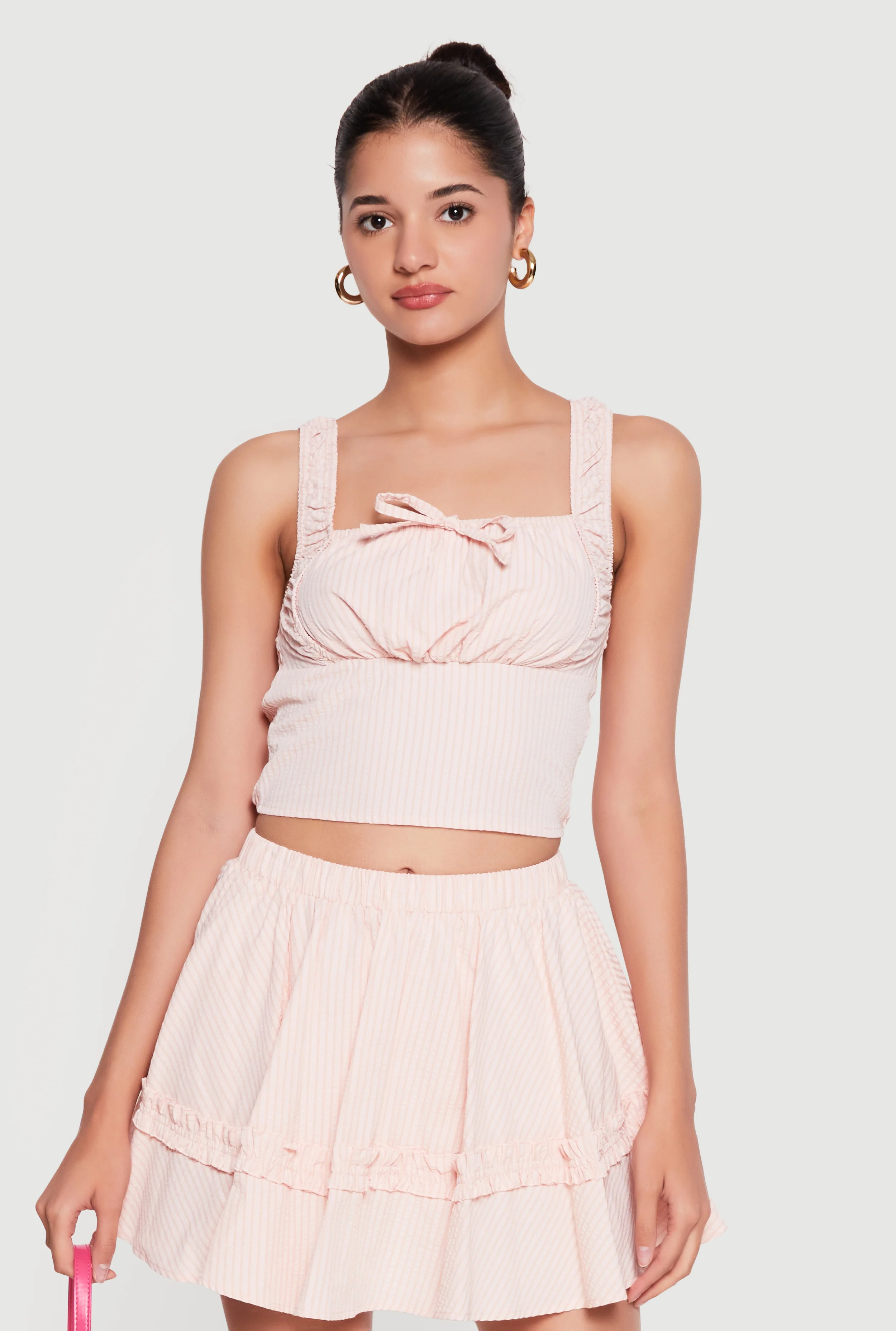 Sleeveless Tie Front Square Neck Crop Top