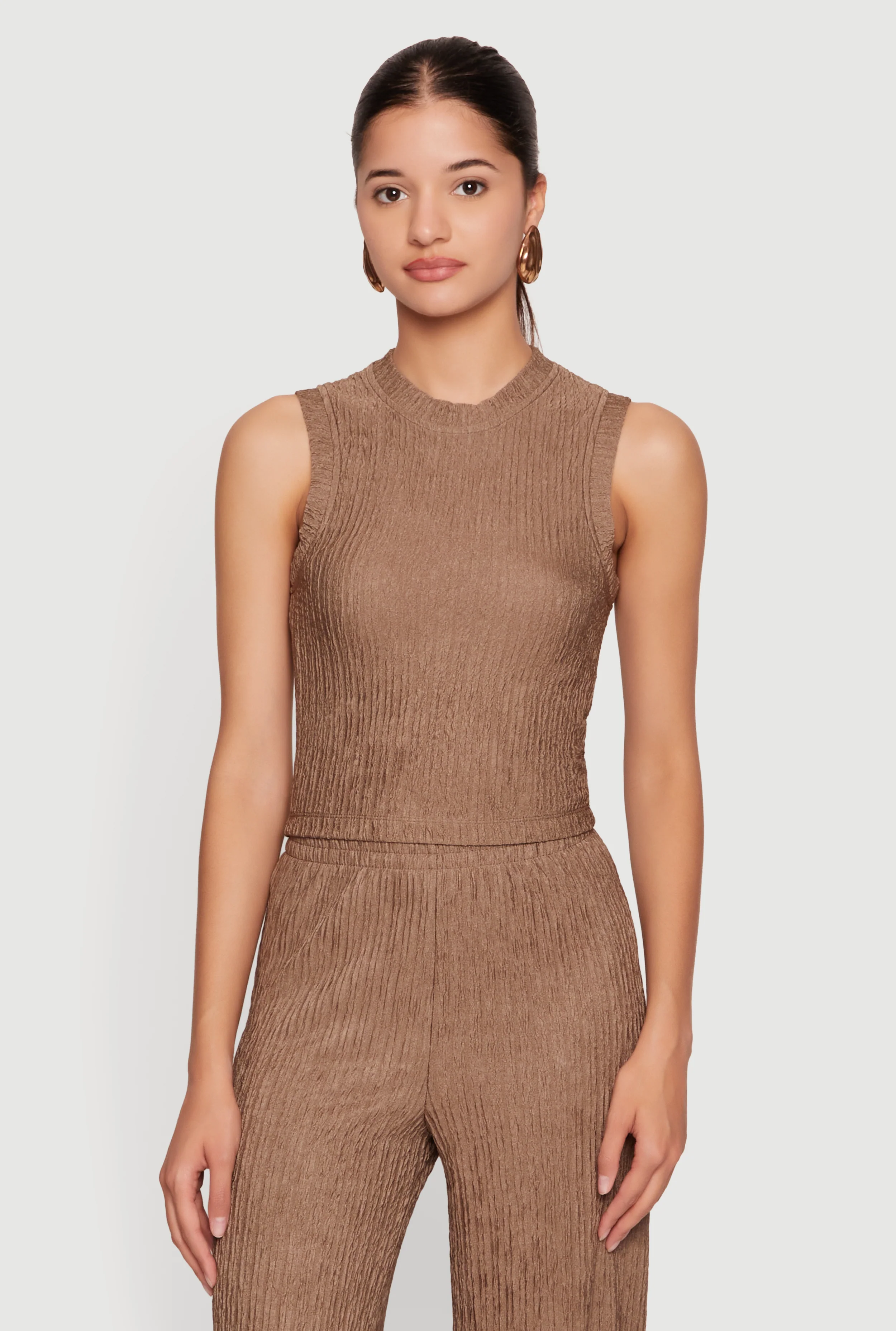 Textured Knit High Neck Blouse