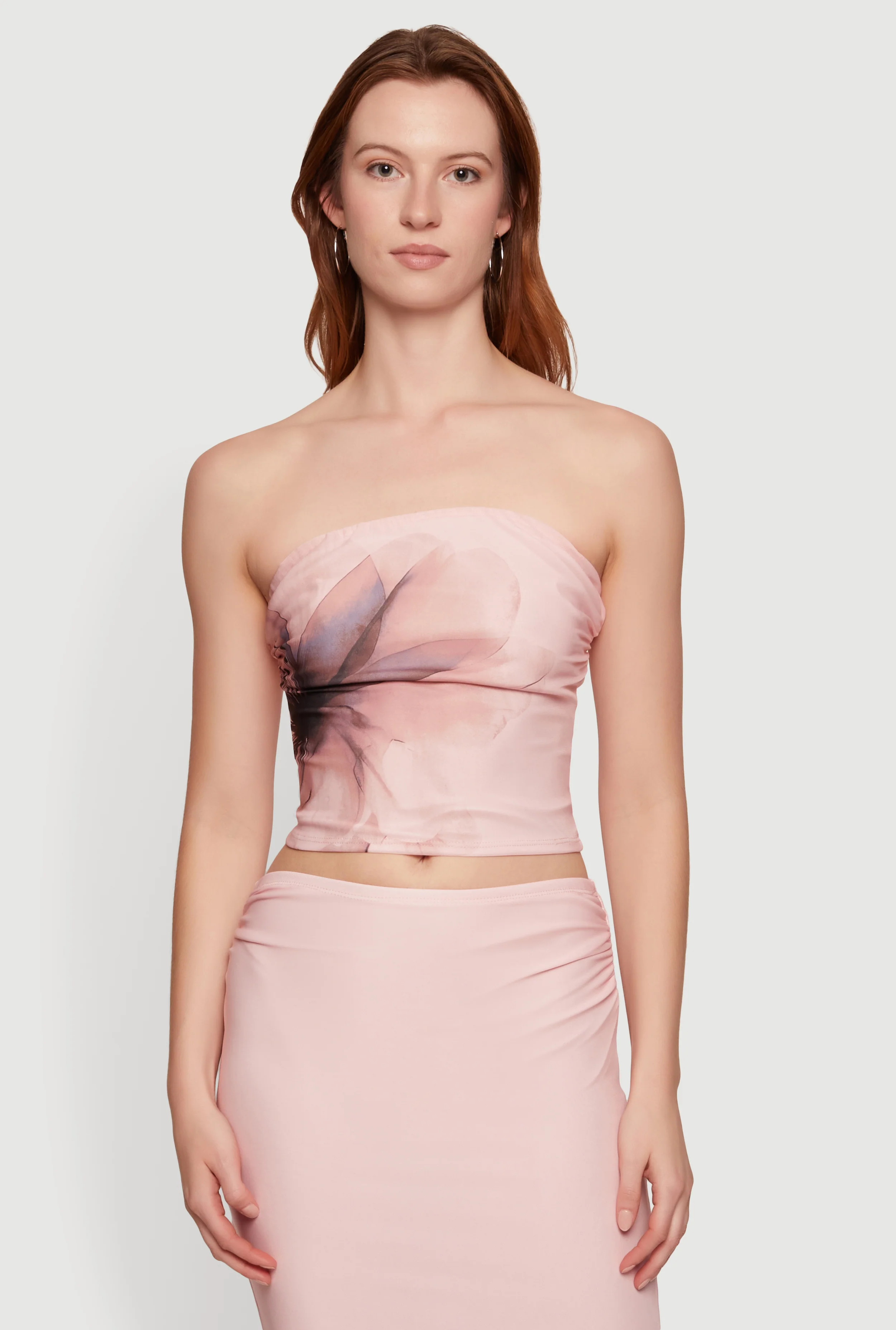 Floral Mesh Cropped Tube Top
