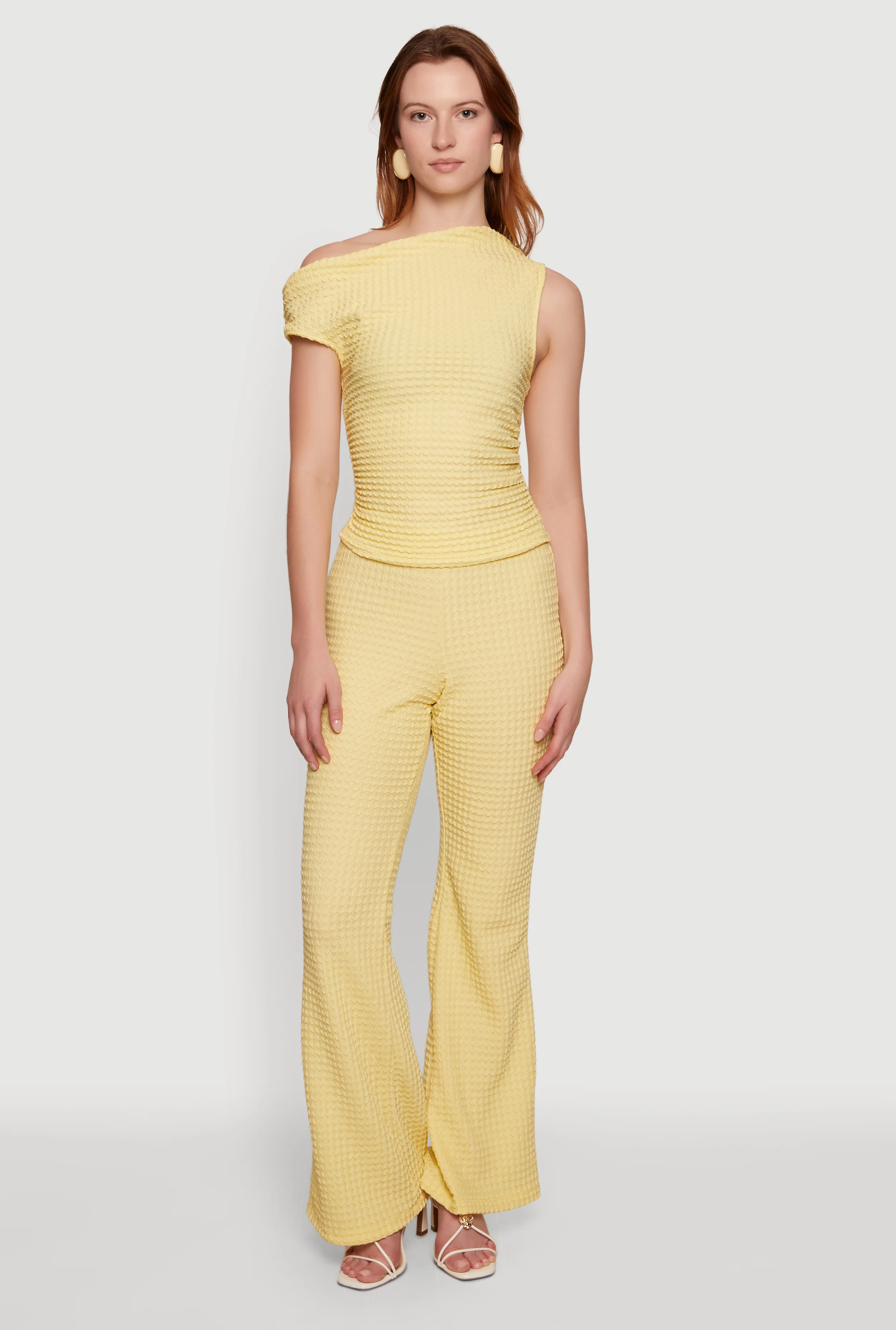 Textured Knit Straight Leg Pants
