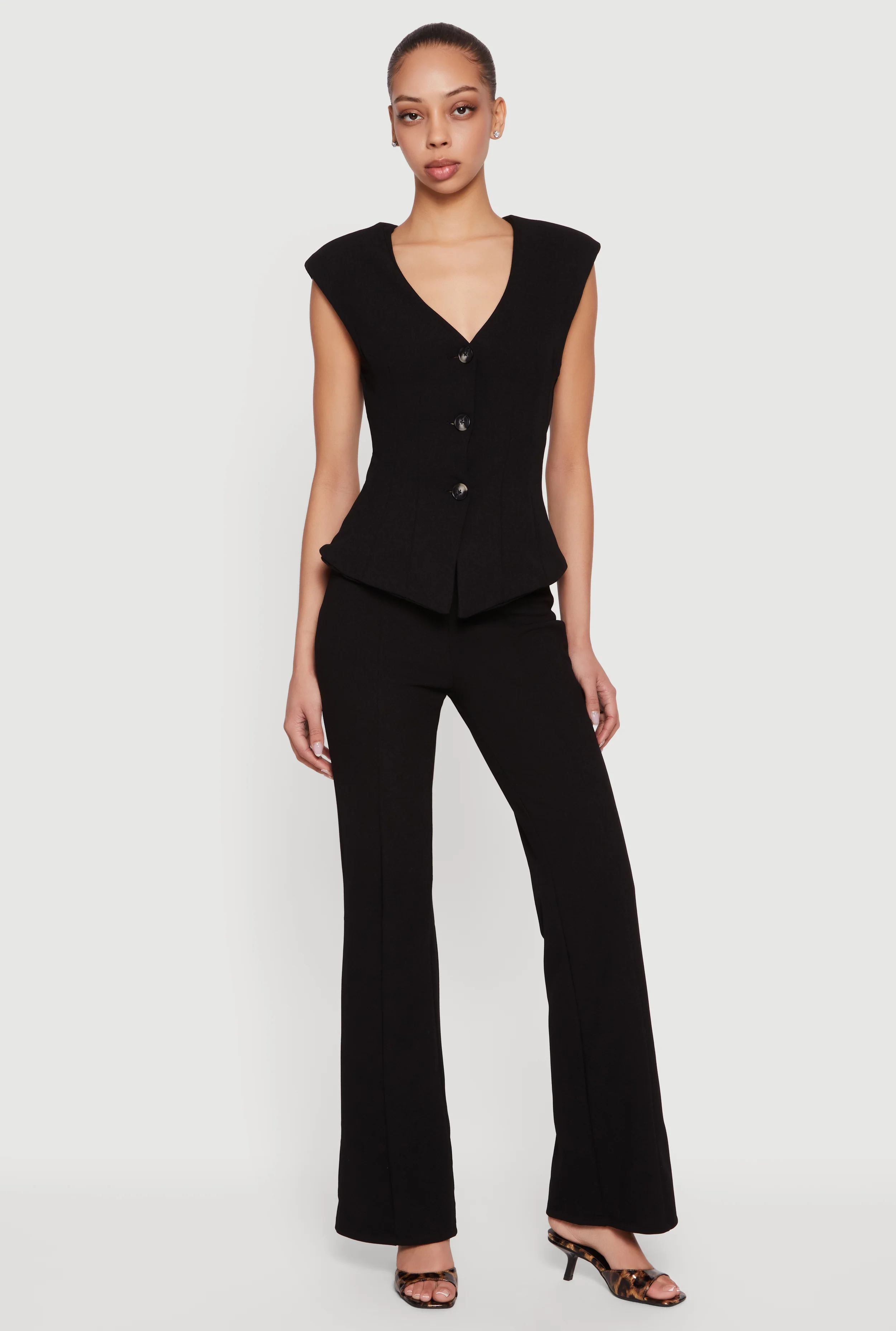 Straight Leg Crepe Knit Pintuck Detail Pants