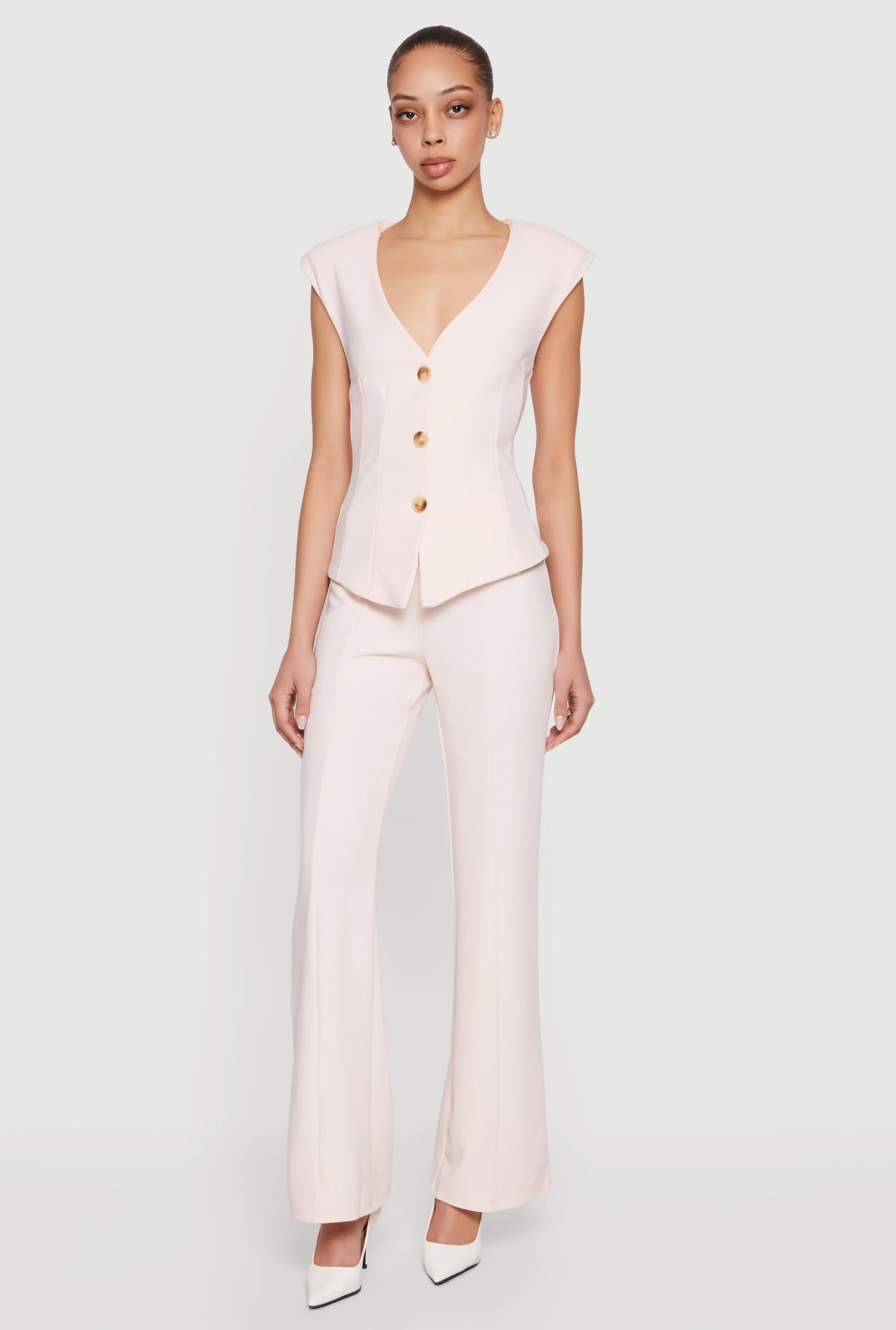 Straight Leg Crepe Knit Pintuck Detail Pants