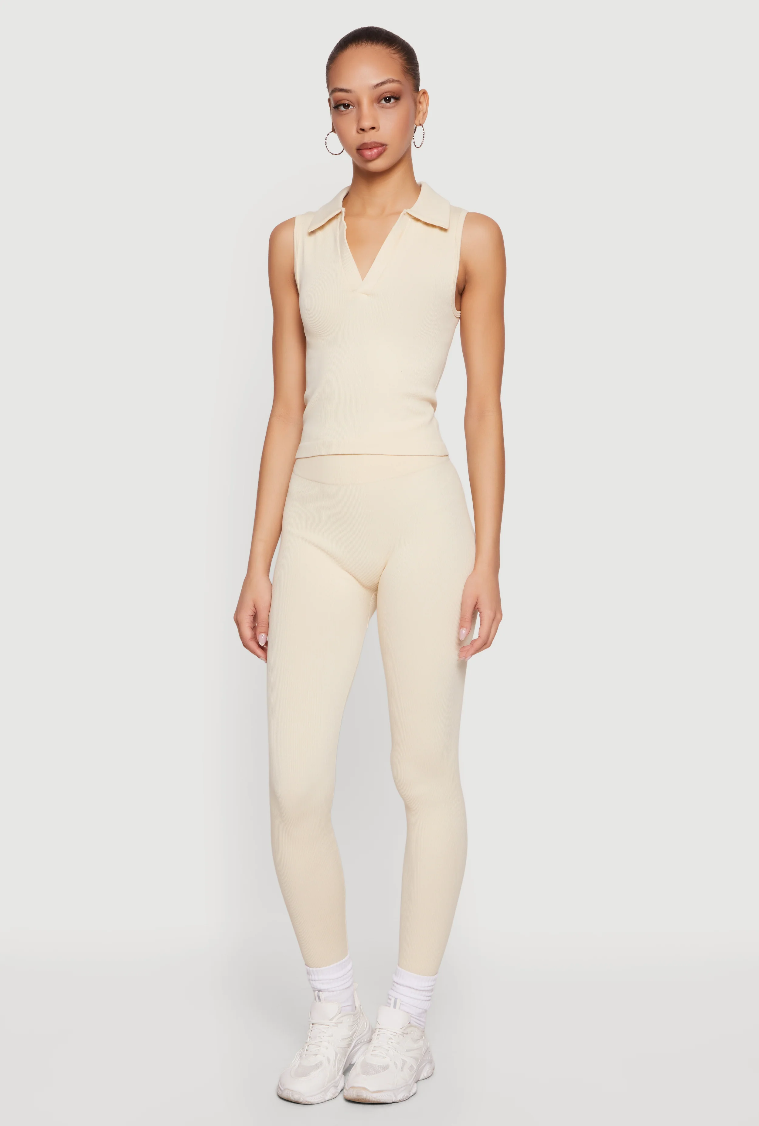 High Waisted Seamless Compression Rib Leggings