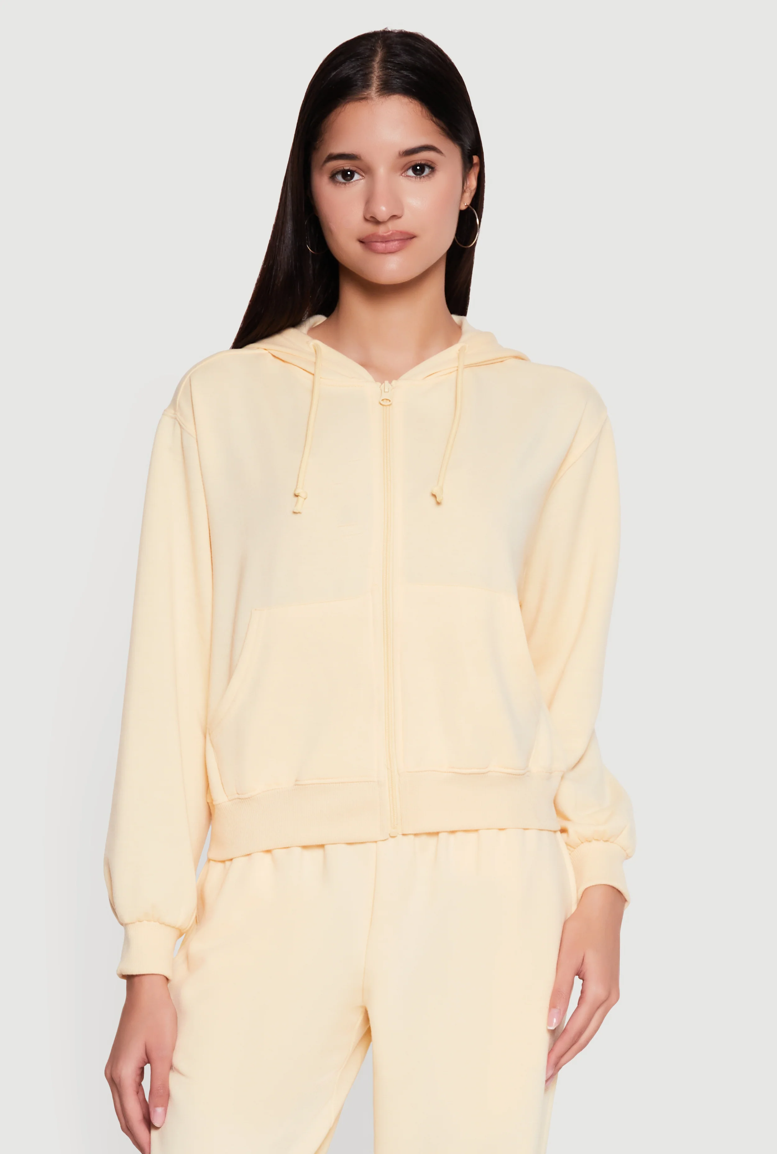 Almost Famous Zip Front Long Sleeve Hoodie