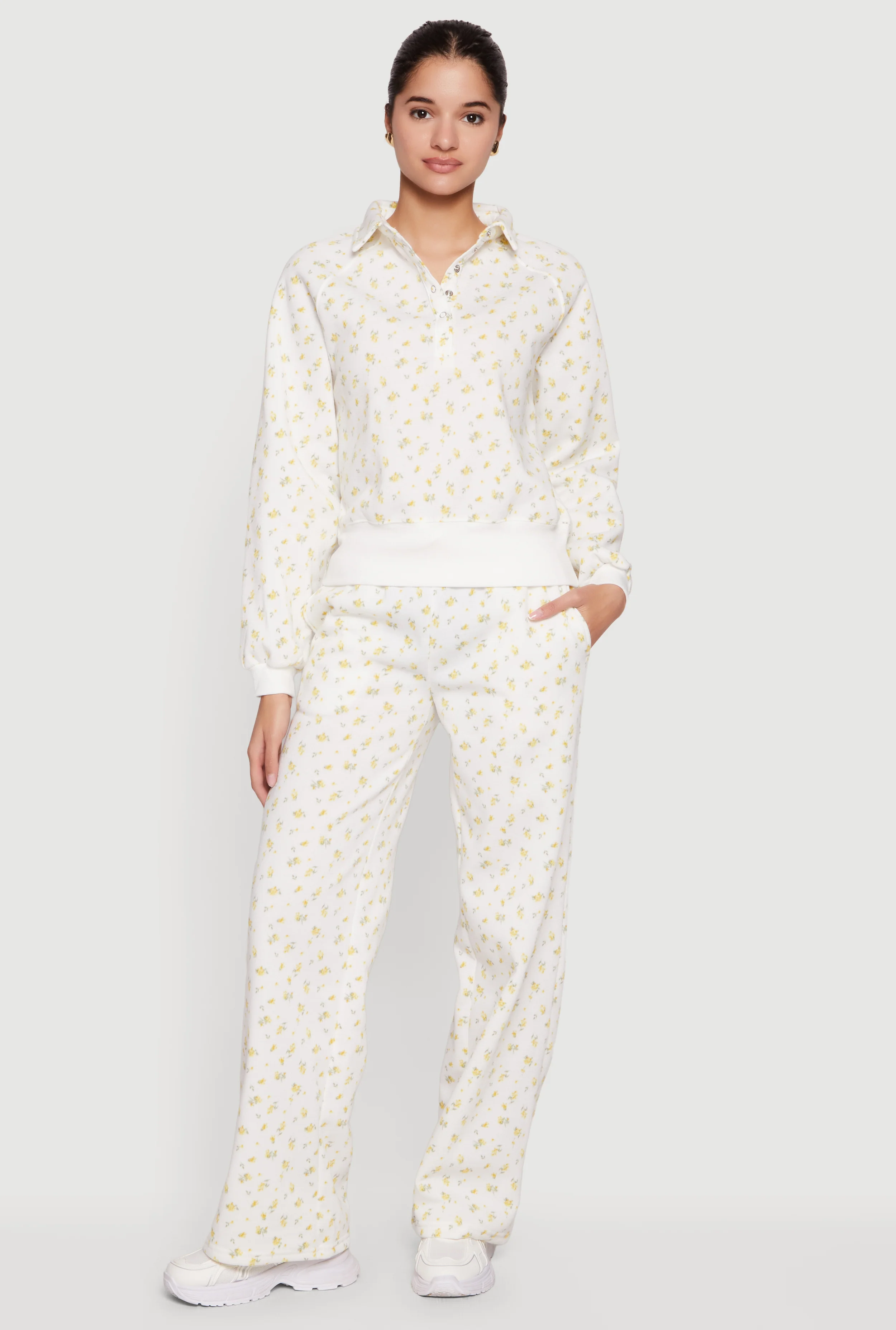 Ditsy Floral Print High Waisted Sweatpants
