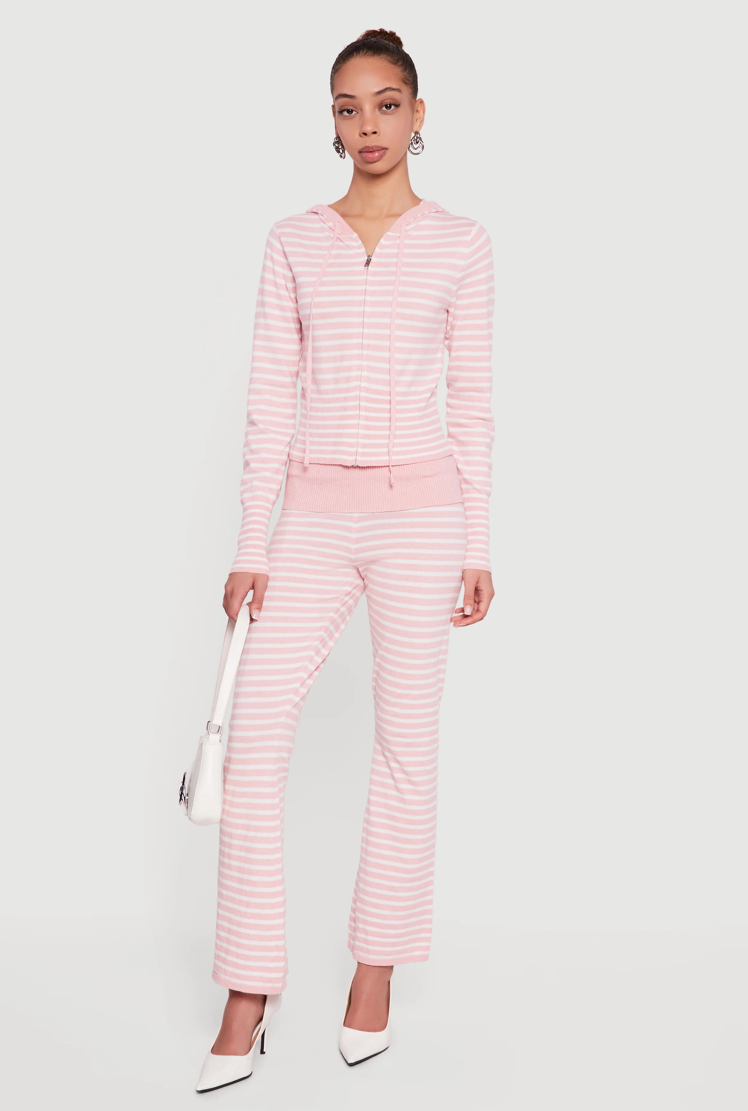 Almost Famous Striped Fold Over Flare Pants