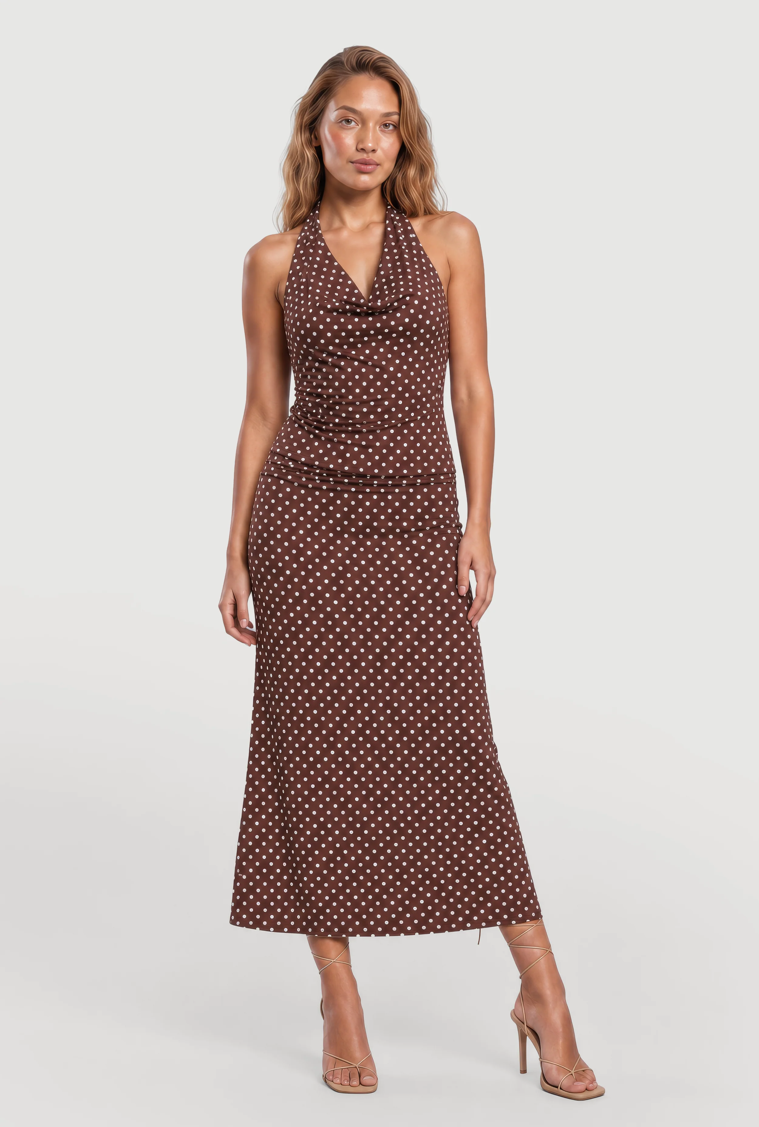 Almost Famous Polka Dot Halter Top and Skirt Set