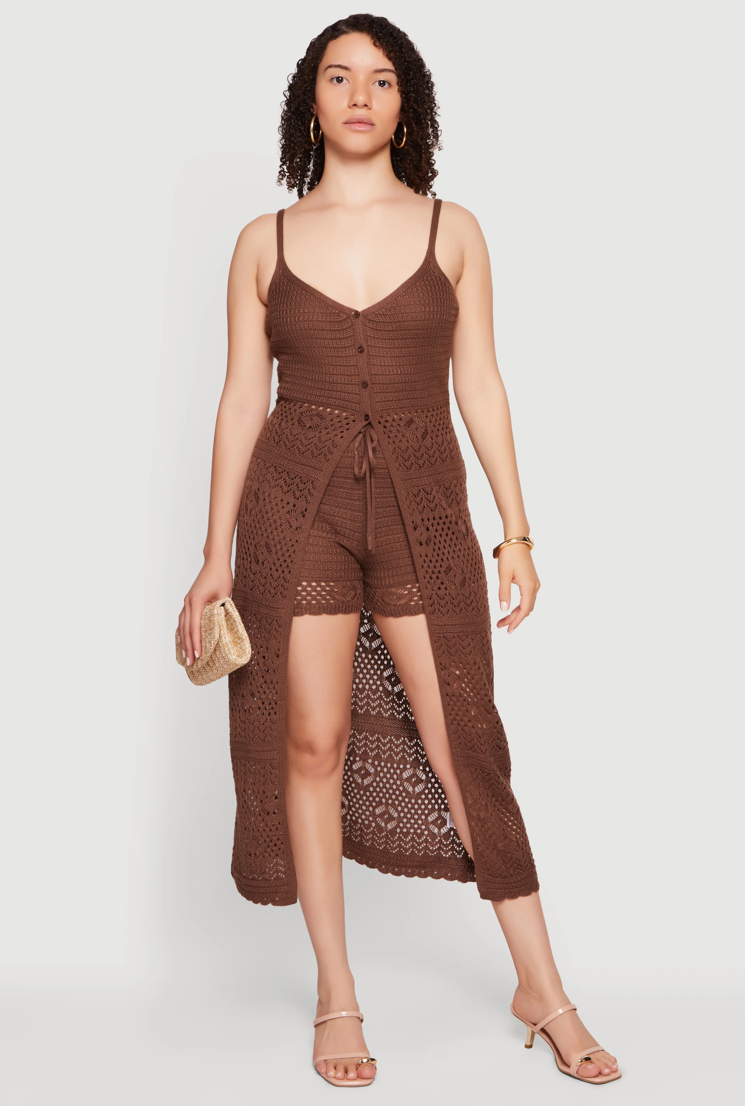 Crochet Drawstring High Waisted Shorts