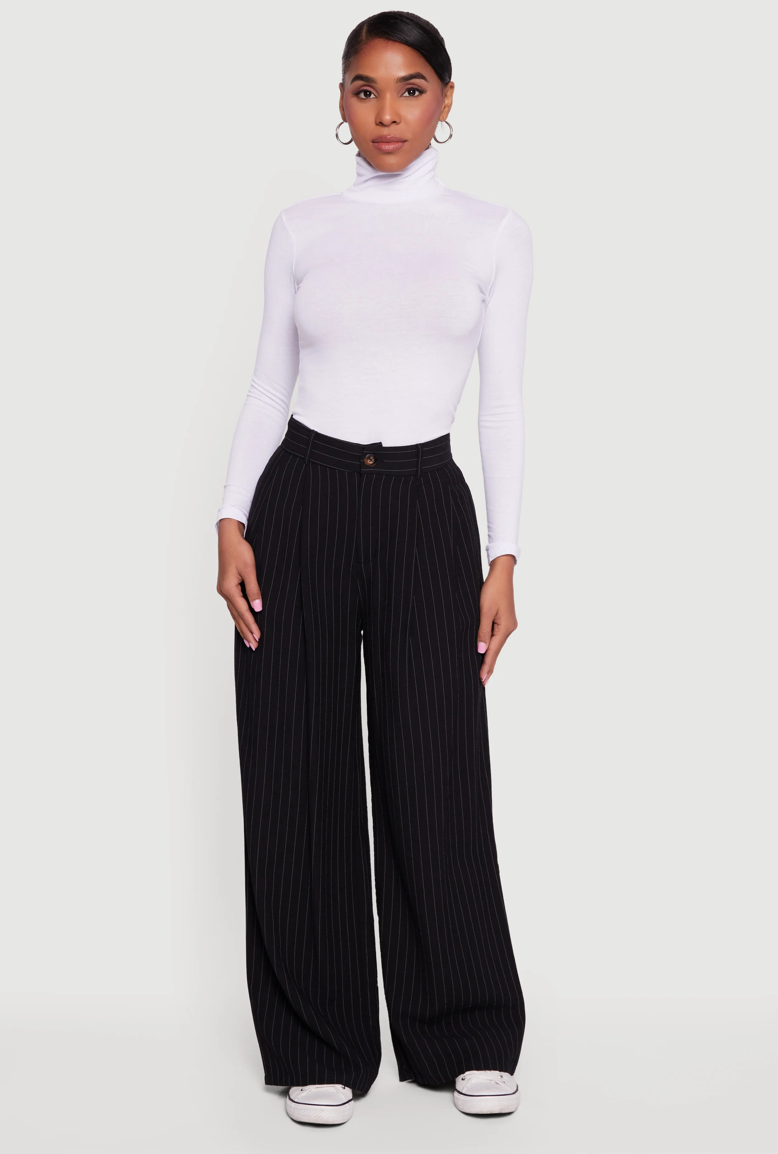 Long Sleeve Ruched Turtleneck Tee