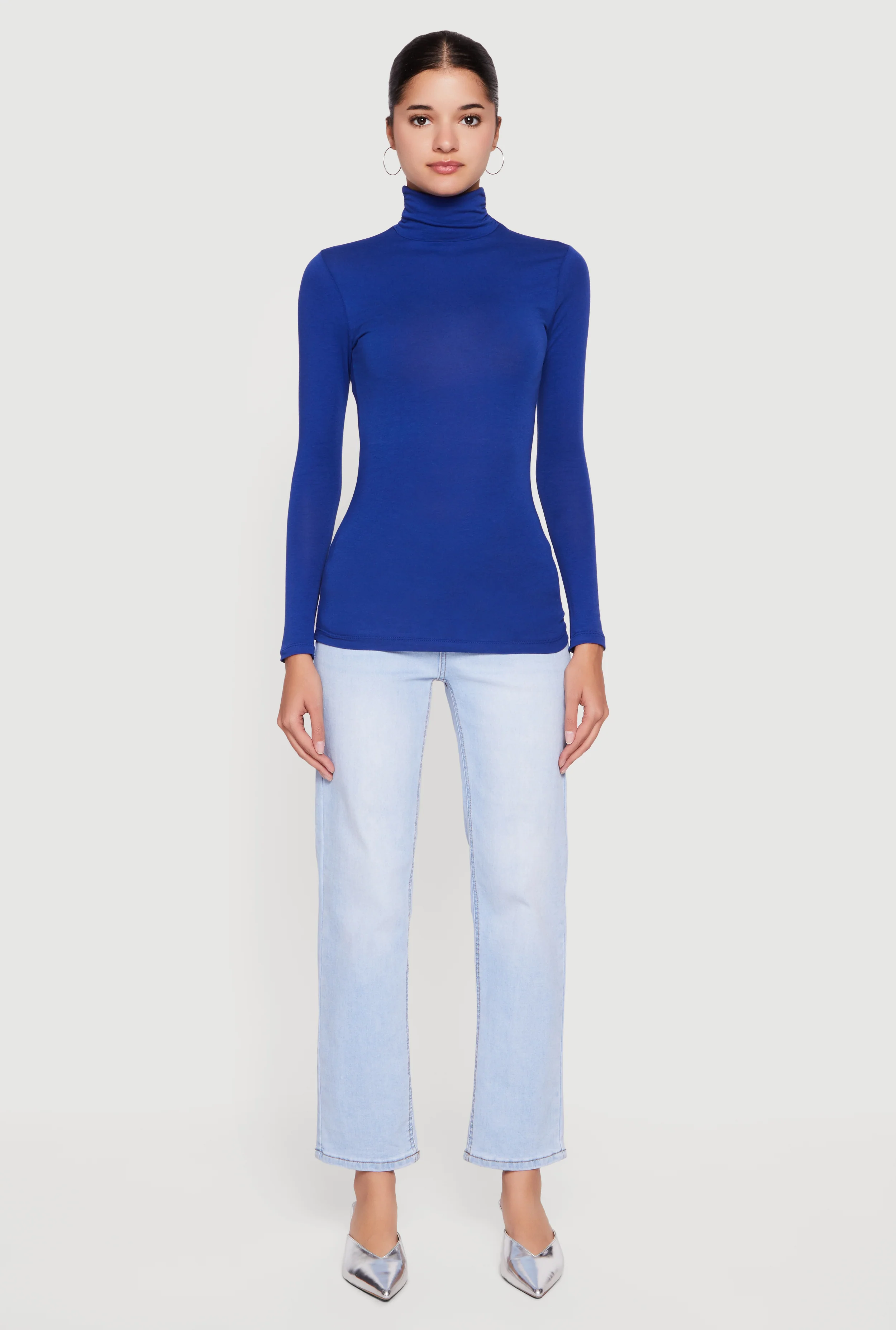 Long Sleeve Ruched Turtleneck Tee