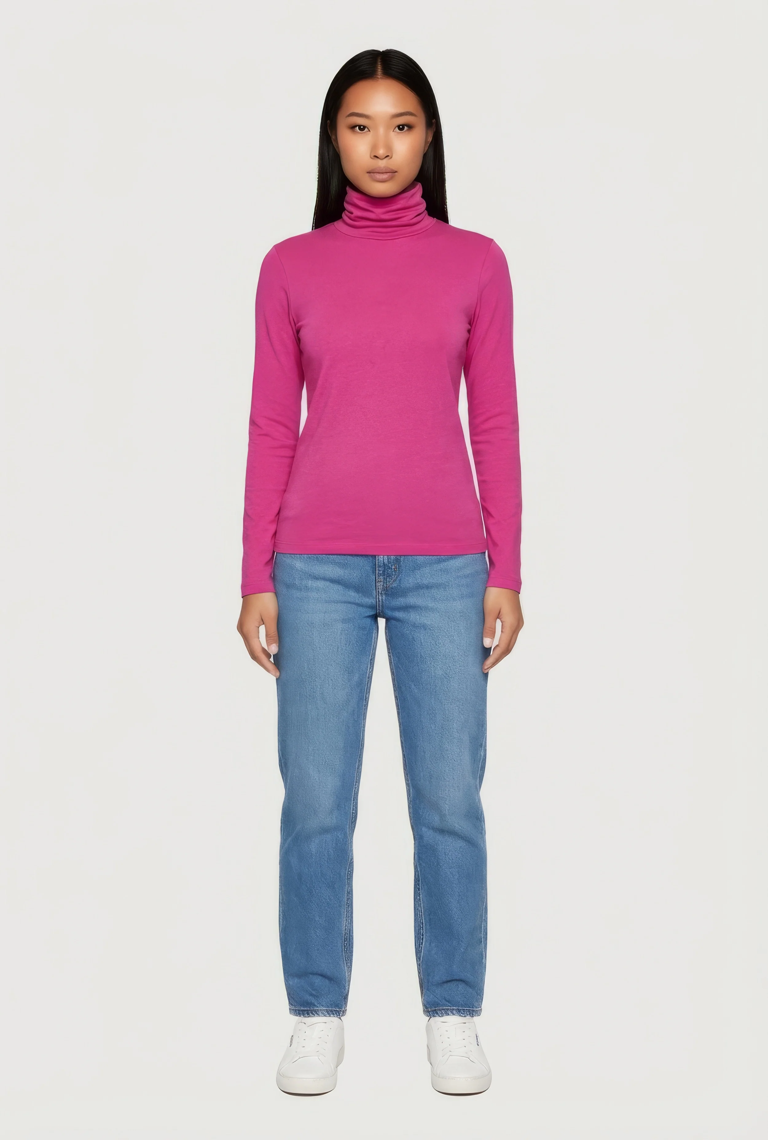 Long Sleeve Ruched Turtleneck Tee