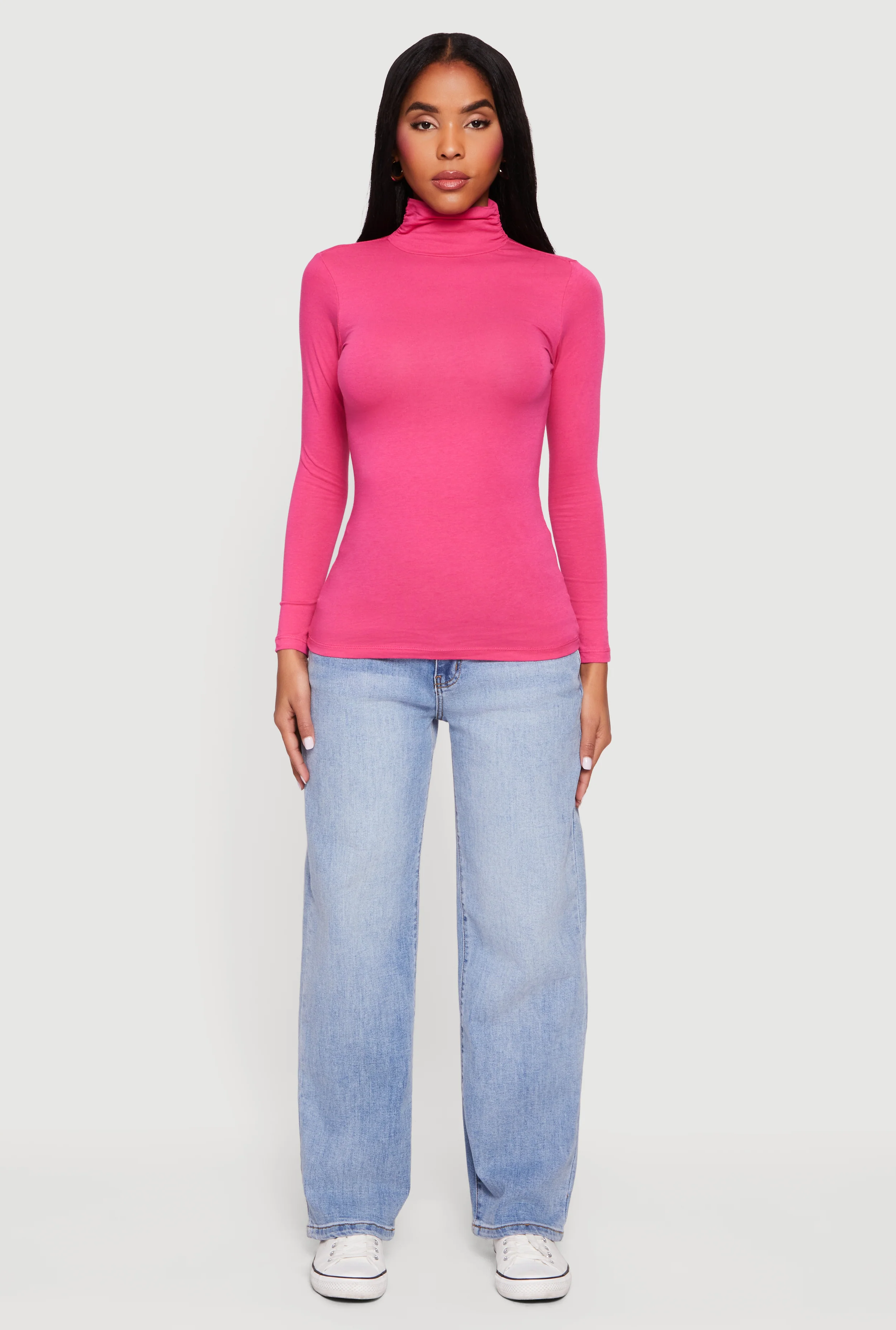 Long Sleeve Ruched Turtleneck Tee