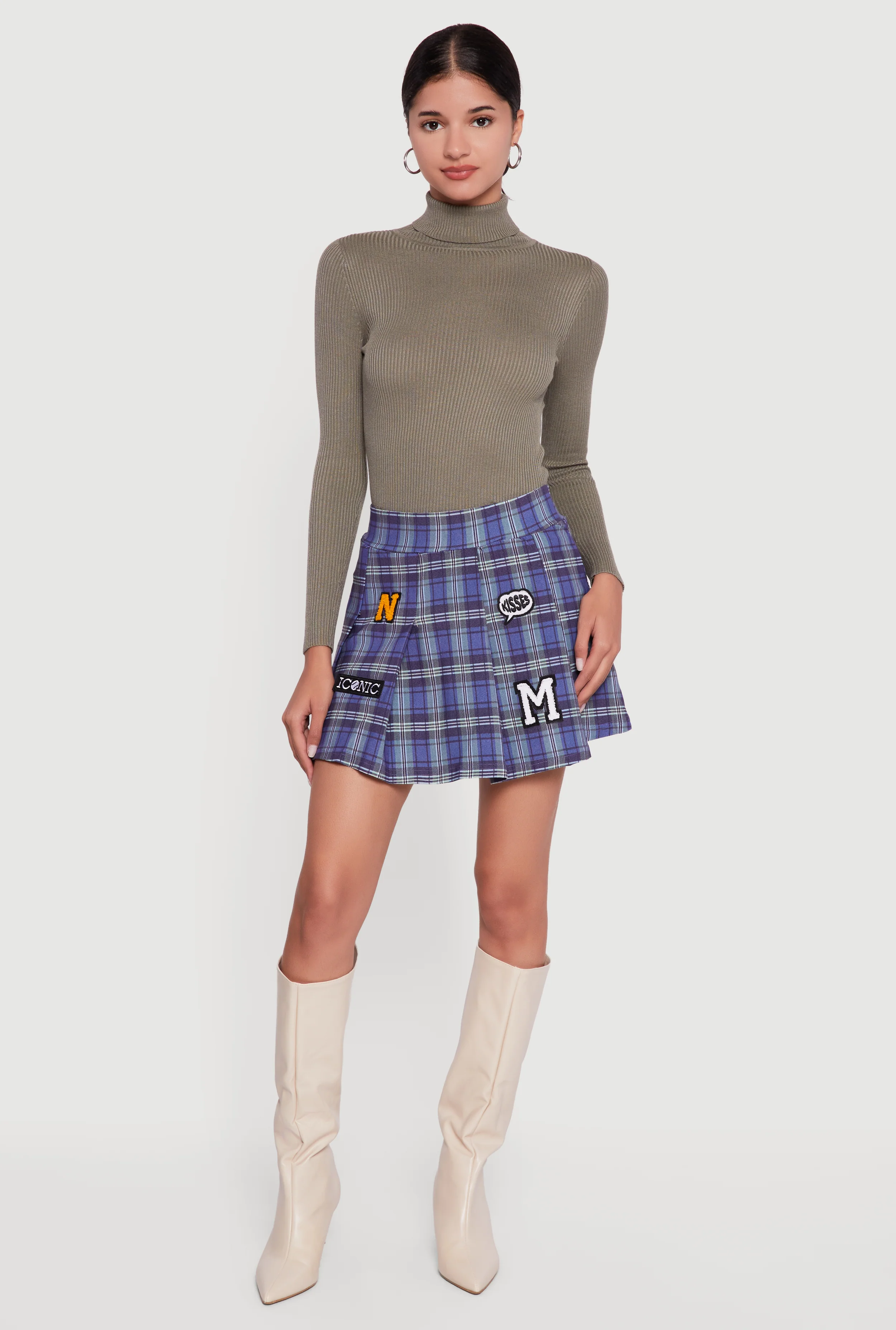 Solid Ribbed Knit Turtleneck Top