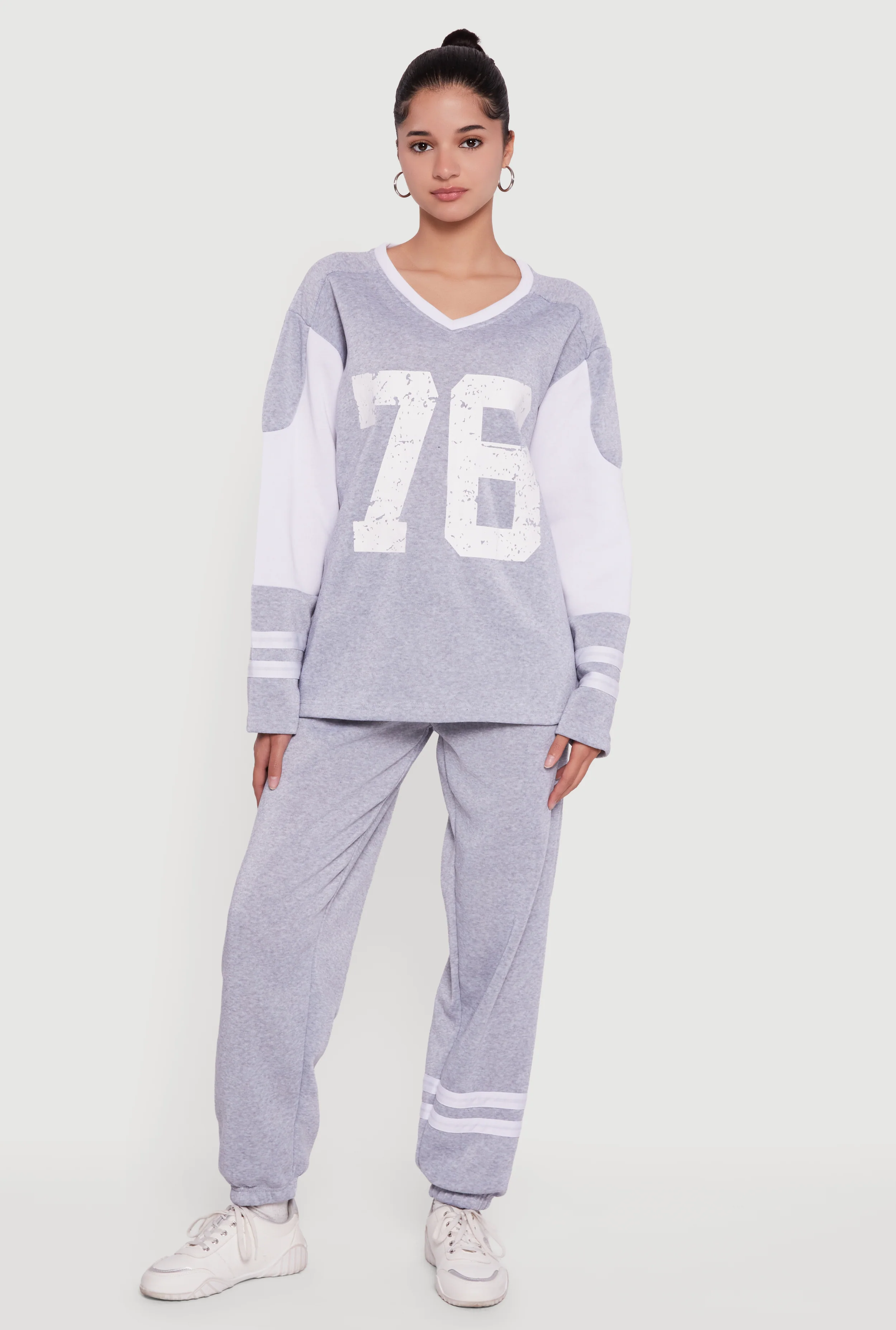 Trendy Fleece Lined Varsity Stripe Sweatpants