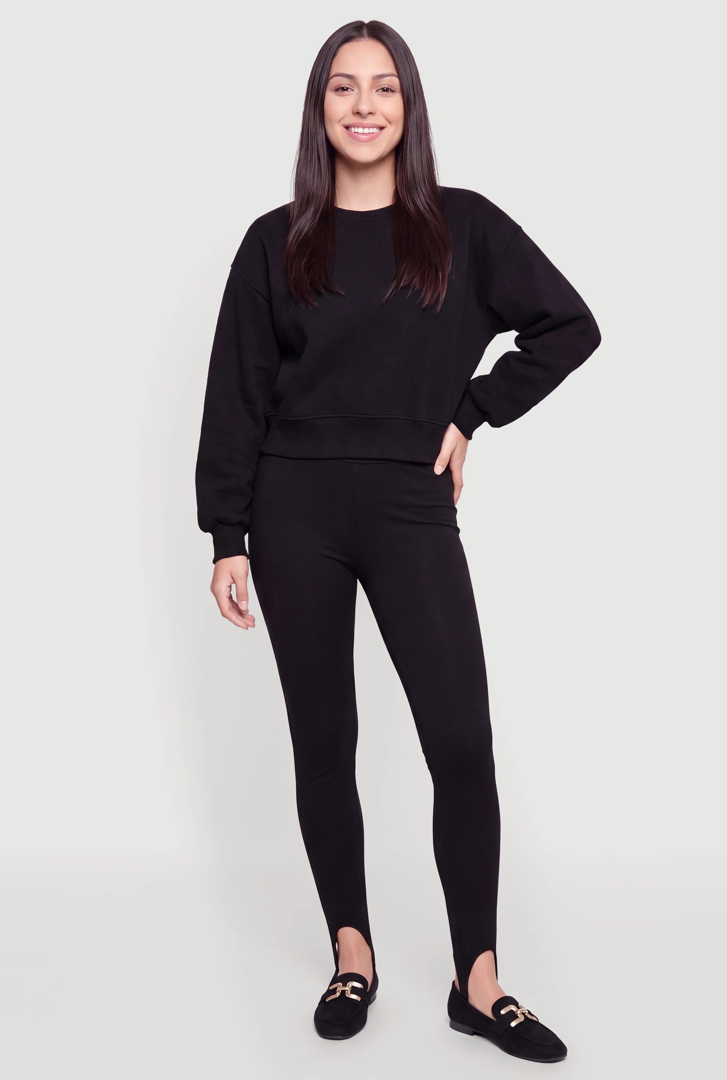 Solid Cropped Pullover Sweatshirt